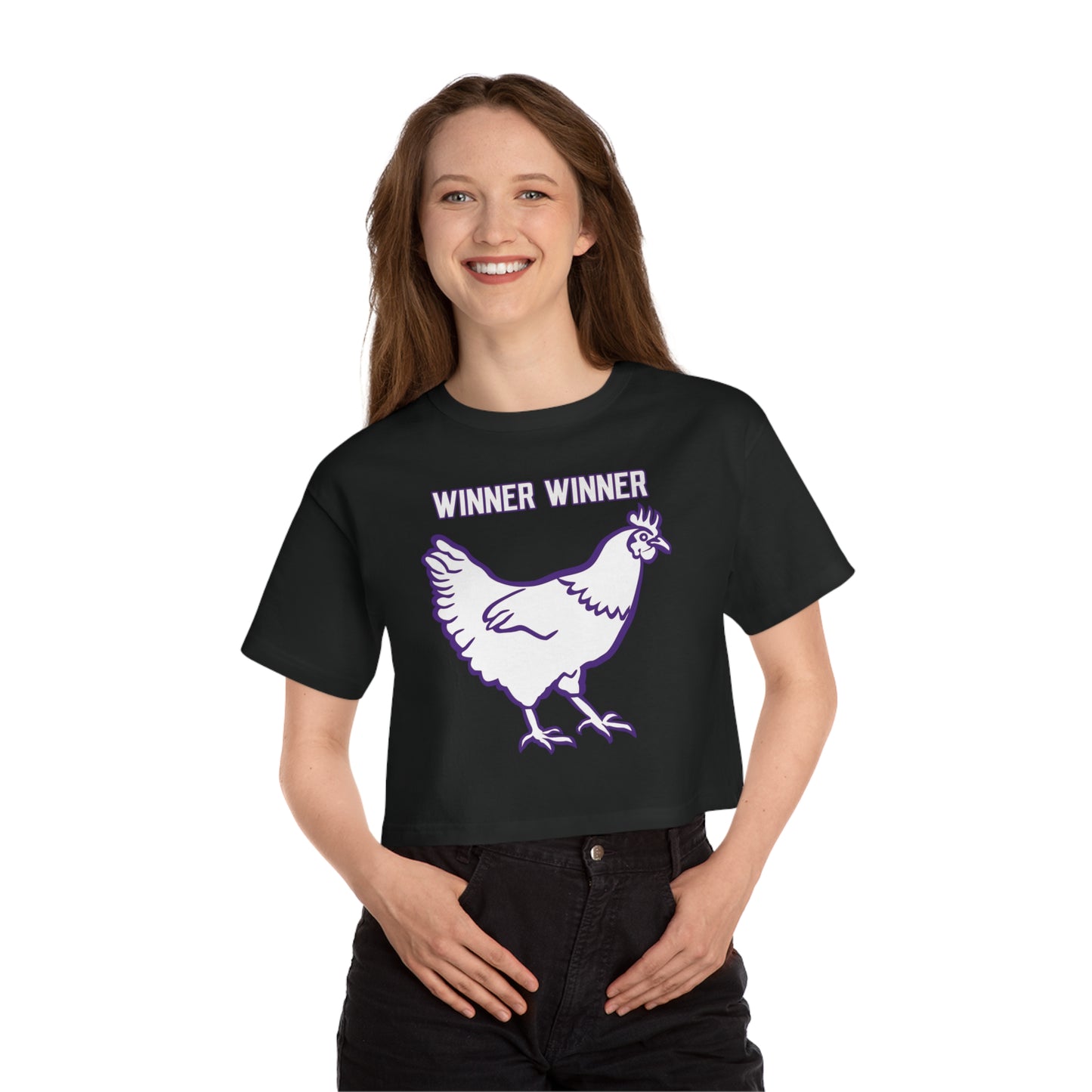 Women's Champion Heritage Cropped Top - Winner Winner Chicken Dinner