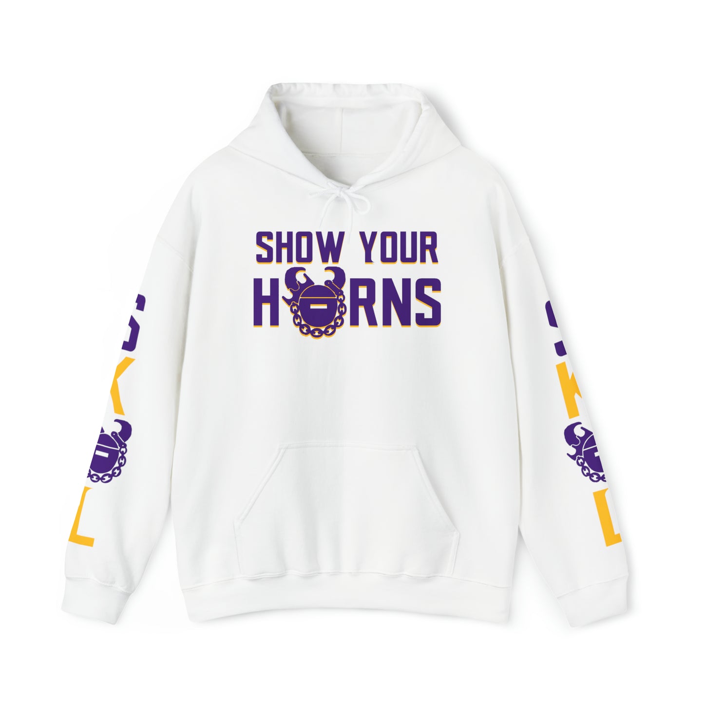 Unisex Heavy Blend™ Hooded Sweatshirt - Show Your Horns + Original (Sleeves)