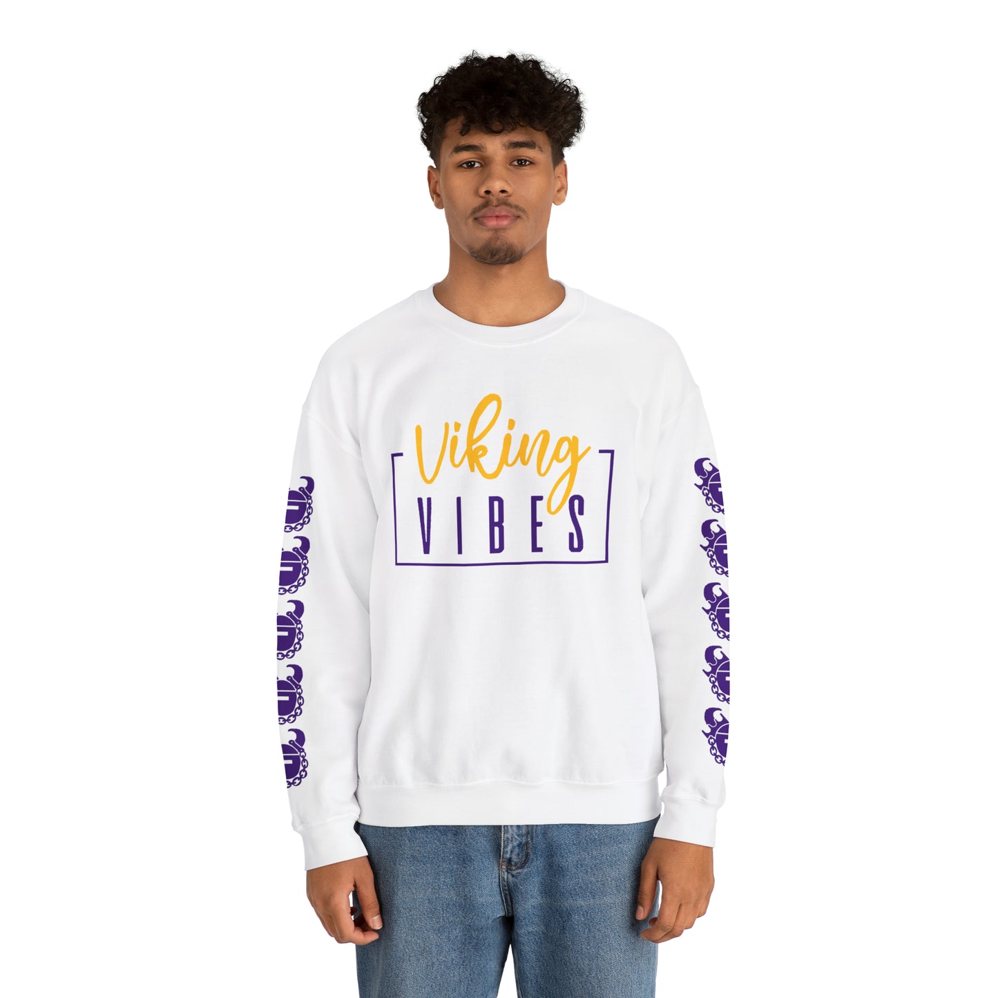 Unisex Heavy Blend™ Crewneck - Vibes + Game Day Helmet (Sleeves)