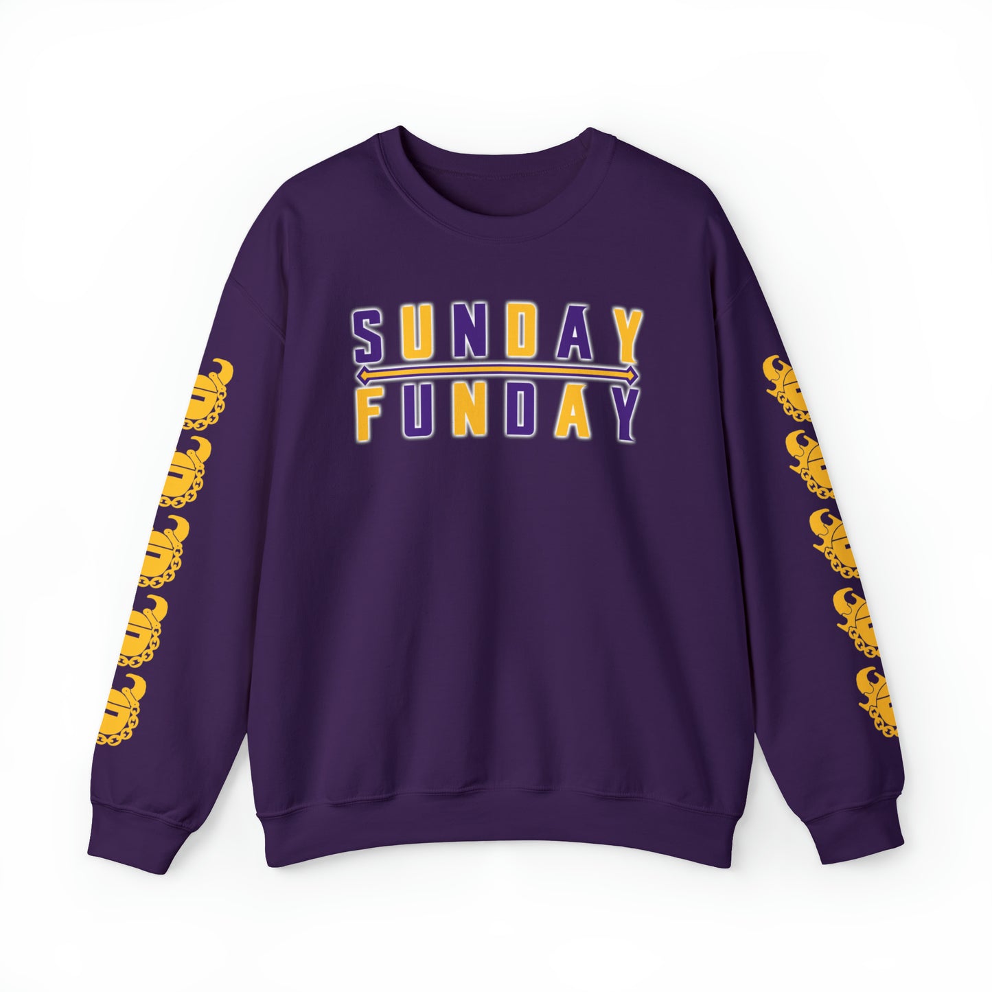 Unisex Heavy Blend™ Crewneck - Sunday FUNday + Game Day Helmet (Sleeves)