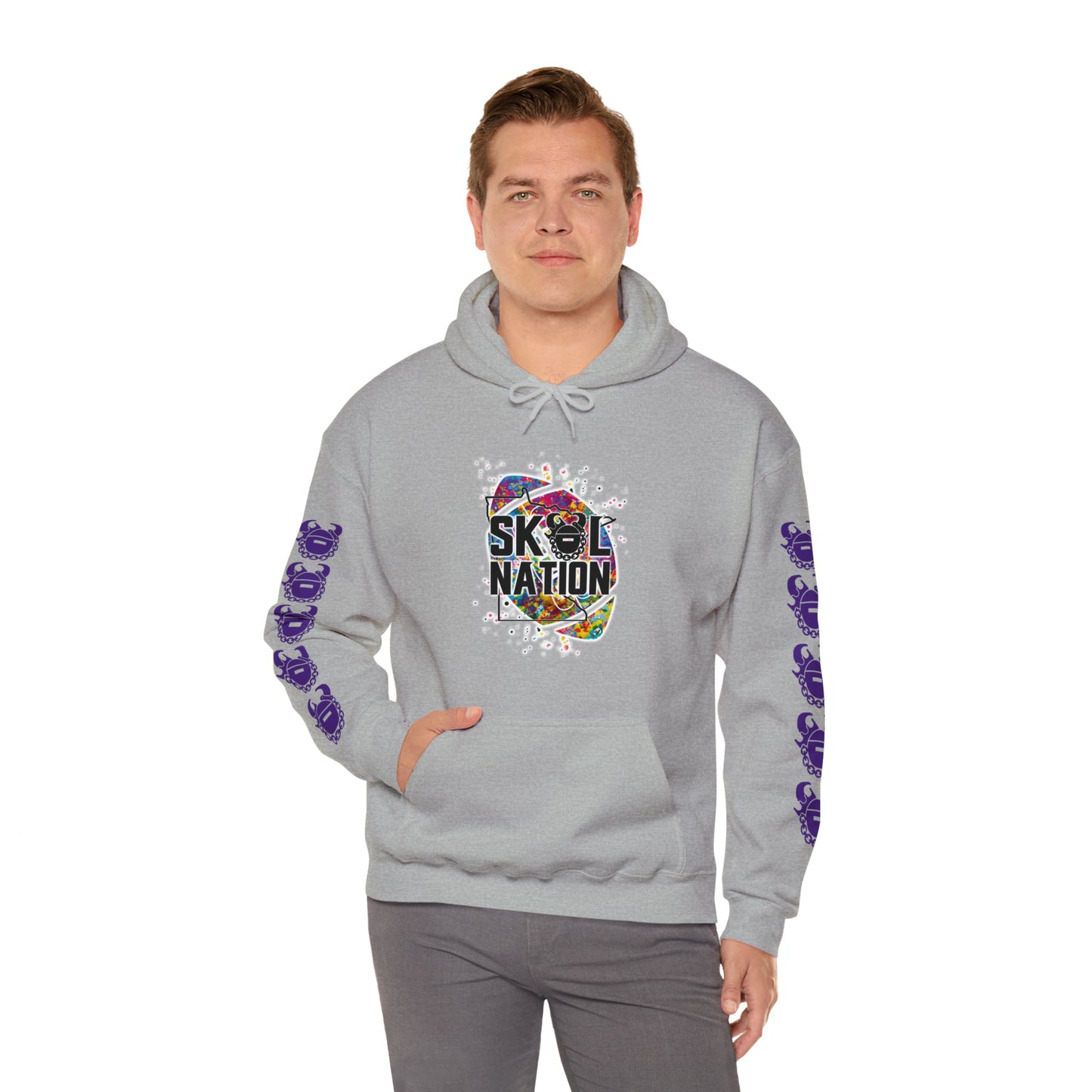 Unisex Heavy Blend™ Hooded Sweatshirt - MN Nation (Color Blast) + Game Day Helmet (Sleeves)