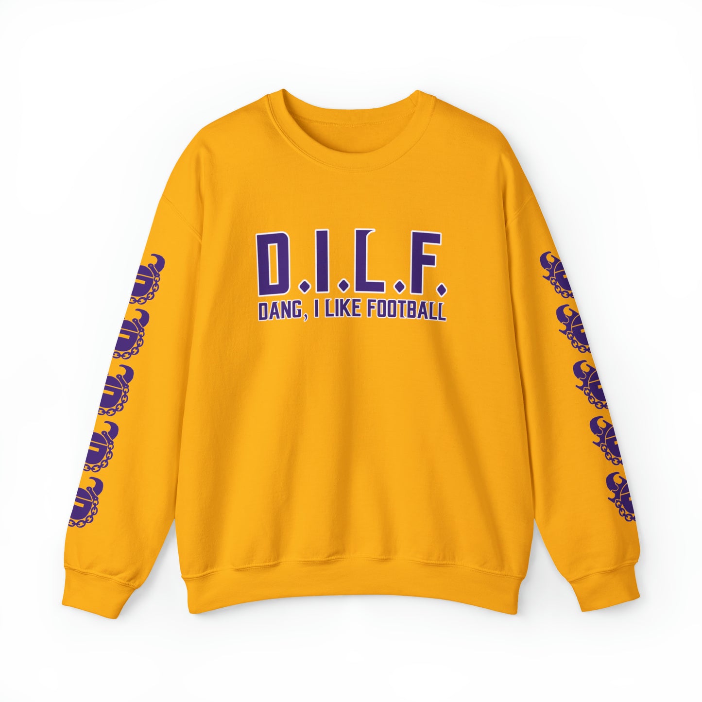 Unisex Heavy Blend™ Crewneck - D.I.L.F. + Game Day Helmet (Sleeves)