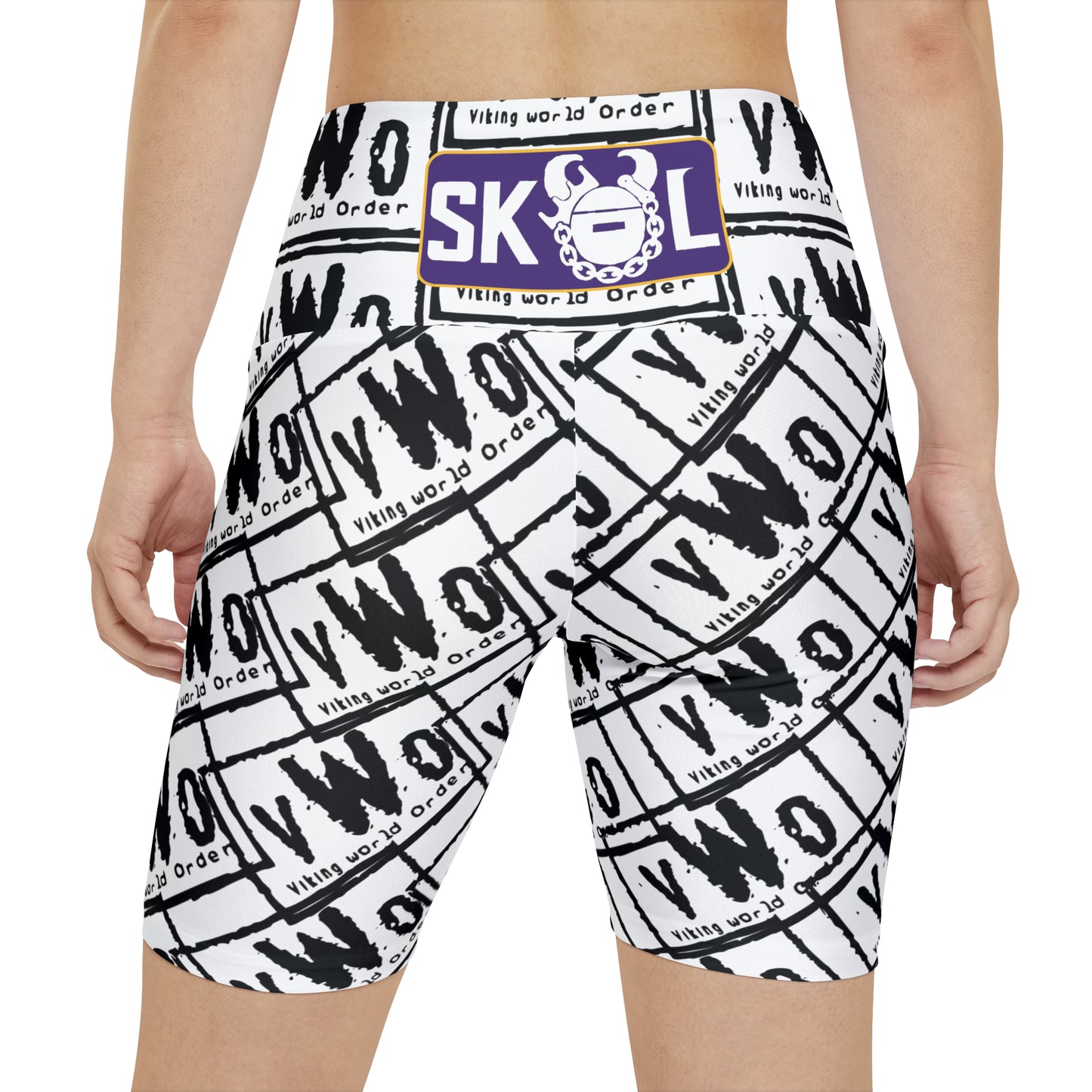 Women's Workout Shorts - White/Black - VWO (Framed)