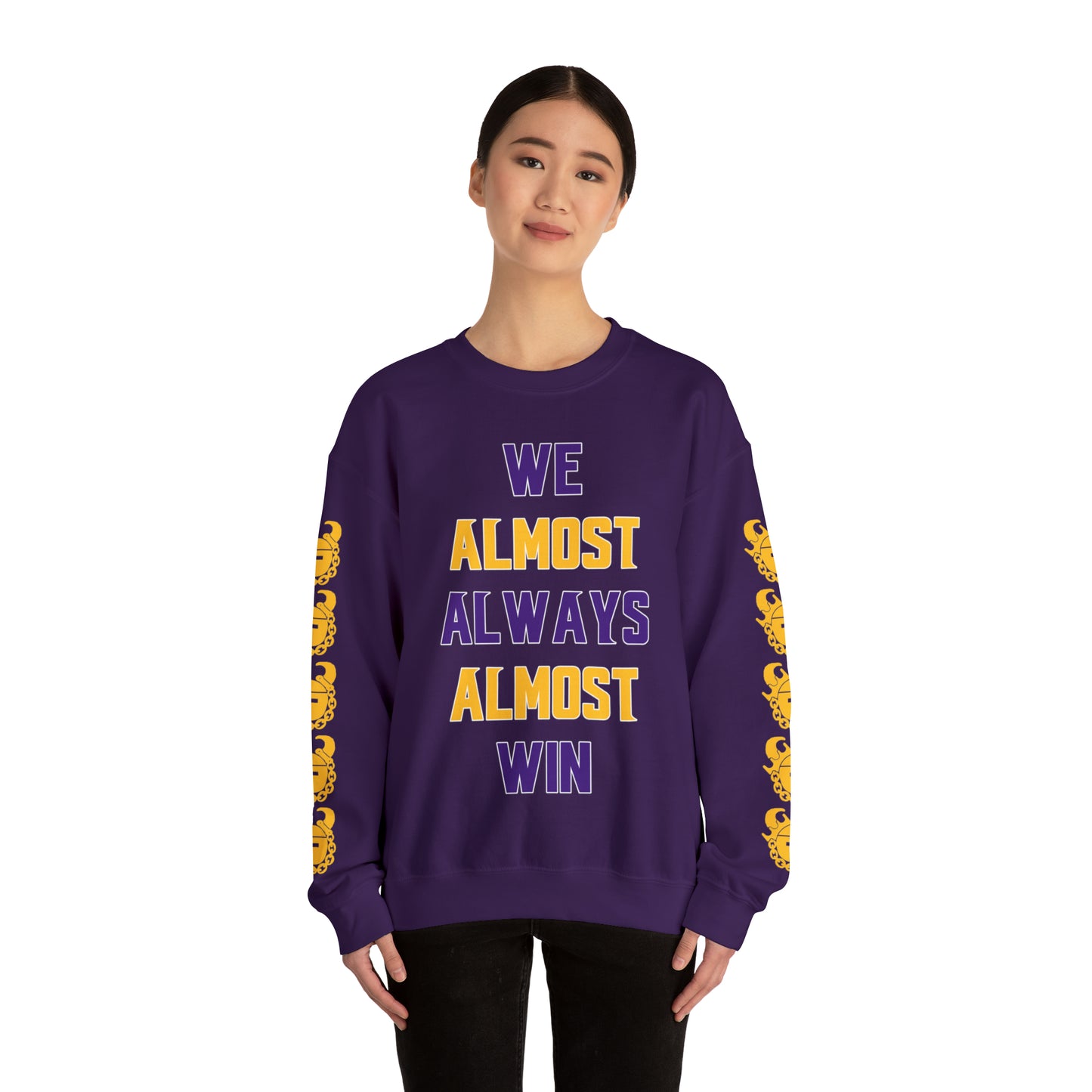 Unisex Heavy Blend™ Crewneck - ALMOST + Game Day Helmet (Sleeves)