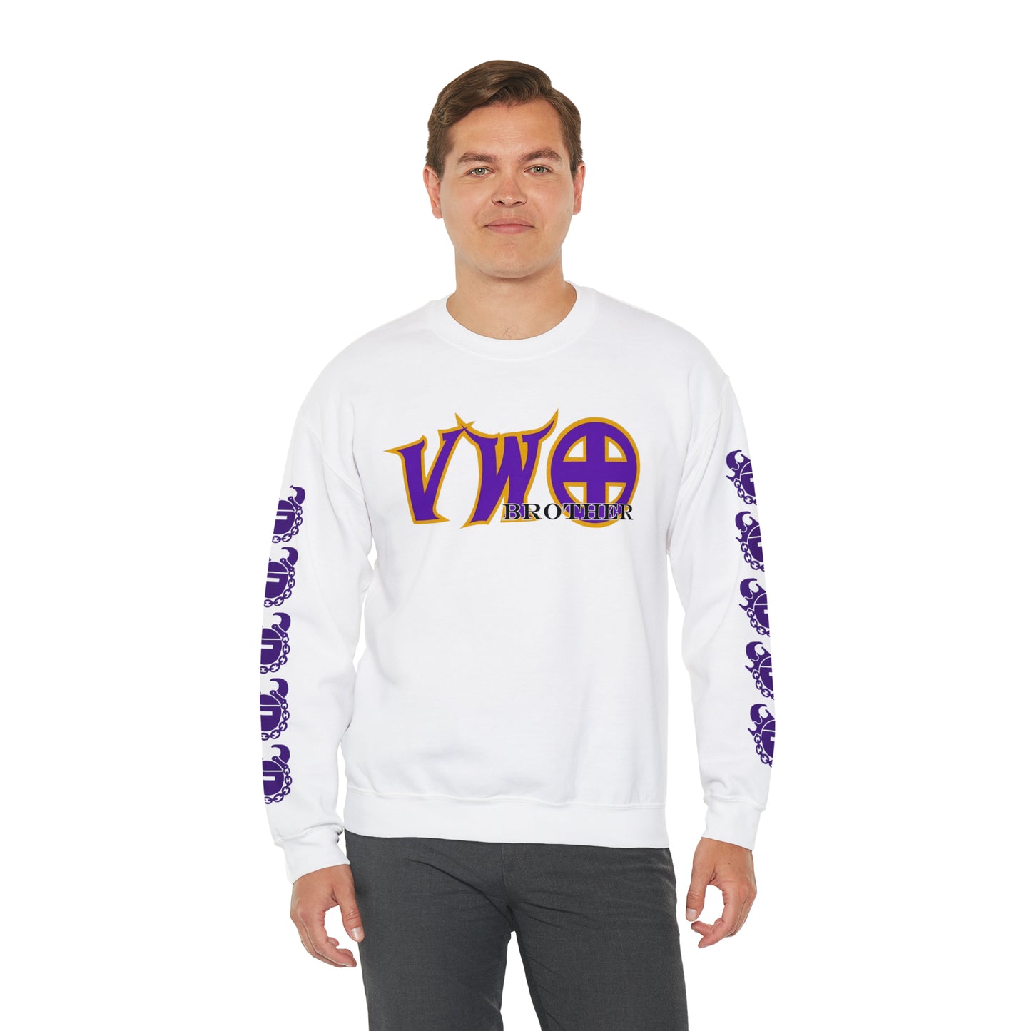 Unisex Heavy Blend™ Crewneck - VWO Brother + Game Day Helmet (Sleeves)