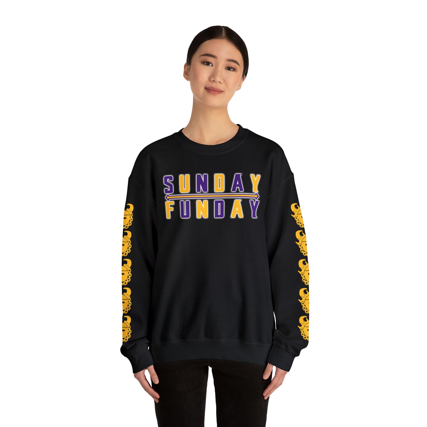 Unisex Heavy Blend™ Crewneck - Sunday FUNday + Game Day Helmet (Sleeves)