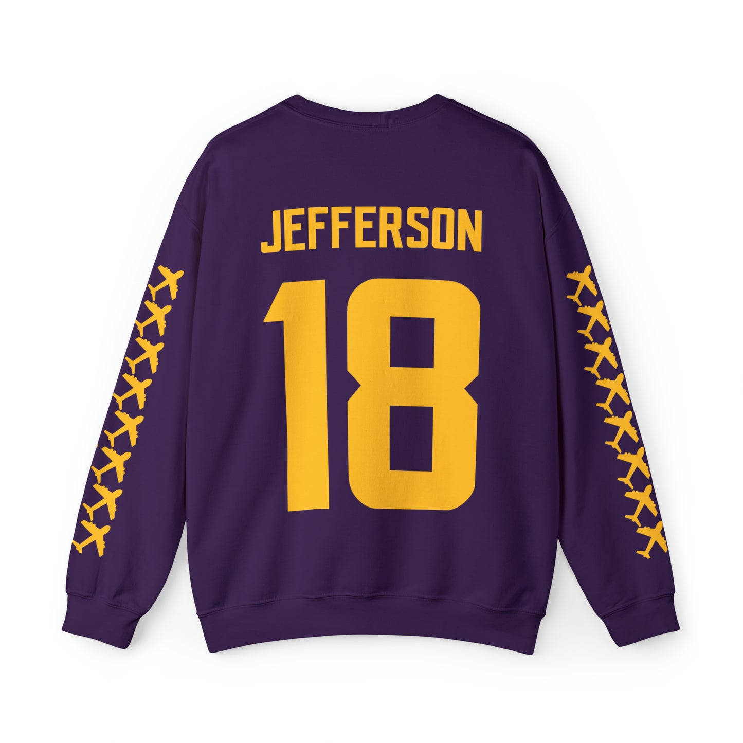 Unisex Heavy Blend™ Crewneck - Jersey #18 + Jet Planes (Sleeves)