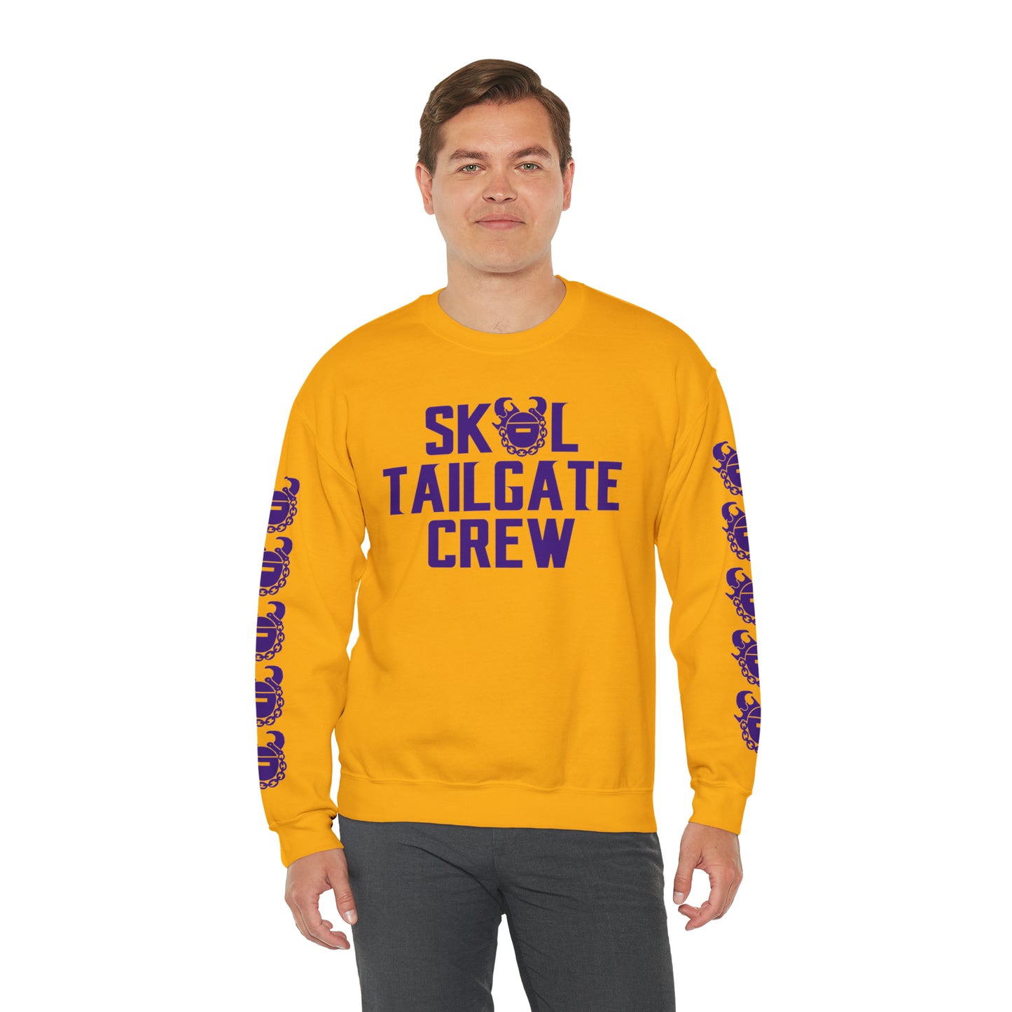 Unisex Heavy Blend™ Crewneck - Tailgate Crew + Game Day Helmet (Sleeves)