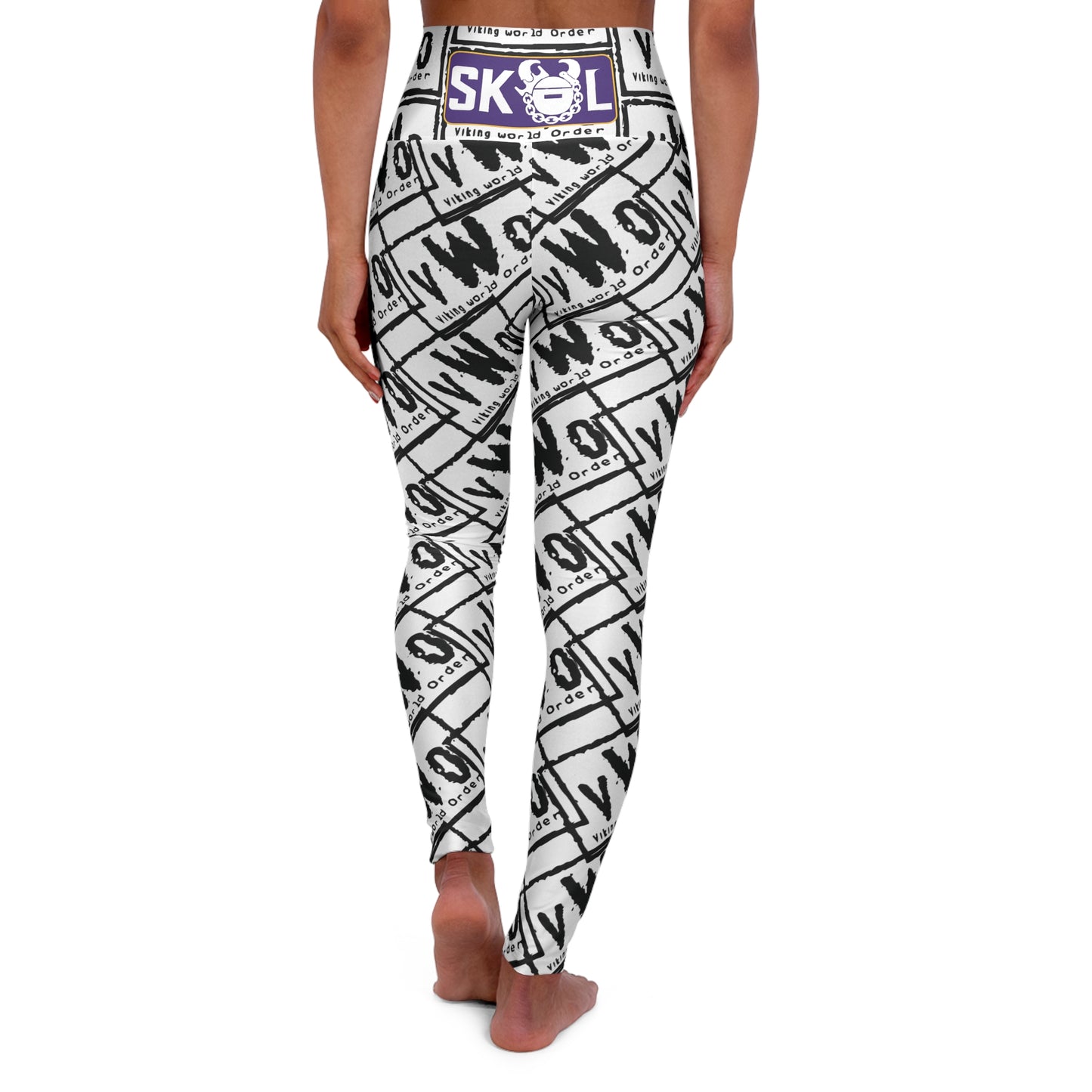 High Waisted Yoga Leggings - White/Black - VWO (Framed)