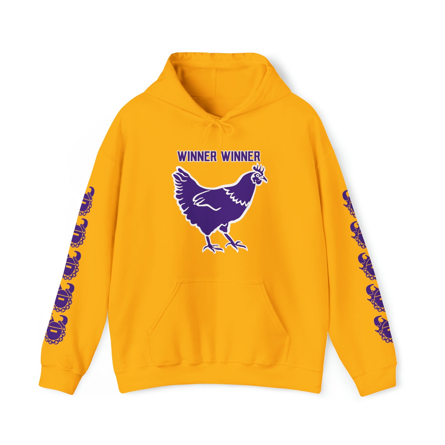 Unisex Heavy Blend™ Hooded Sweatshirt - Winner Winner Chicken Dinner + Game Day Helmet (Sleeves)