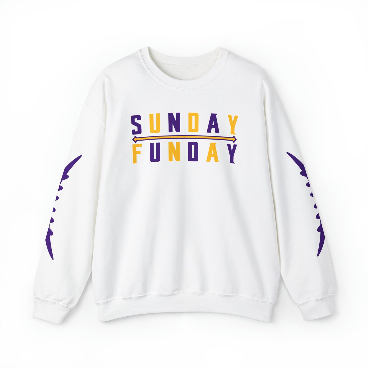 Unisex Heavy Blend™ Crewneck - Sunday FUNday + Laces (Sleeves)