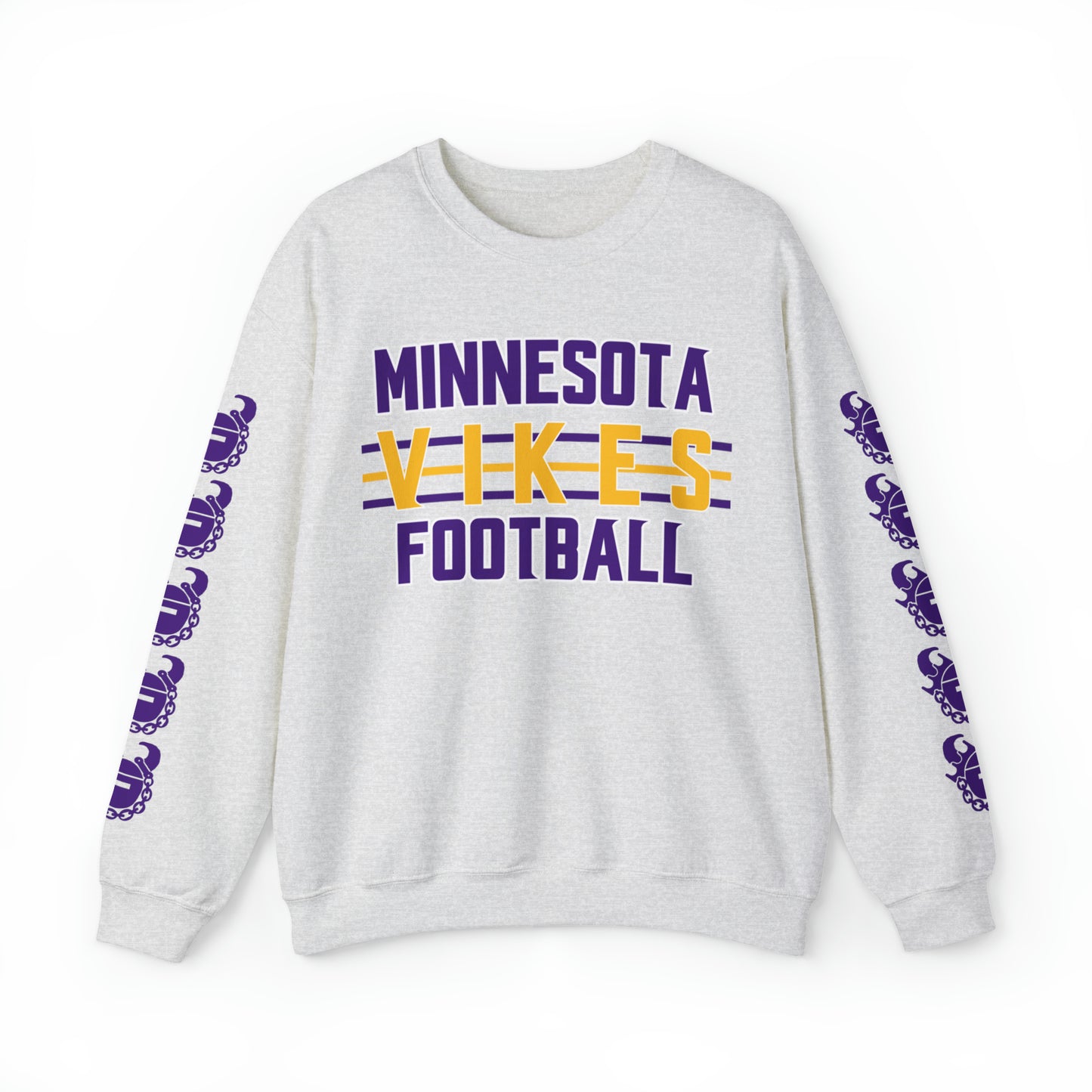 Unisex Heavy Blend™ Crewneck - Vikes Football + Game Day Helmet (Sleeves)