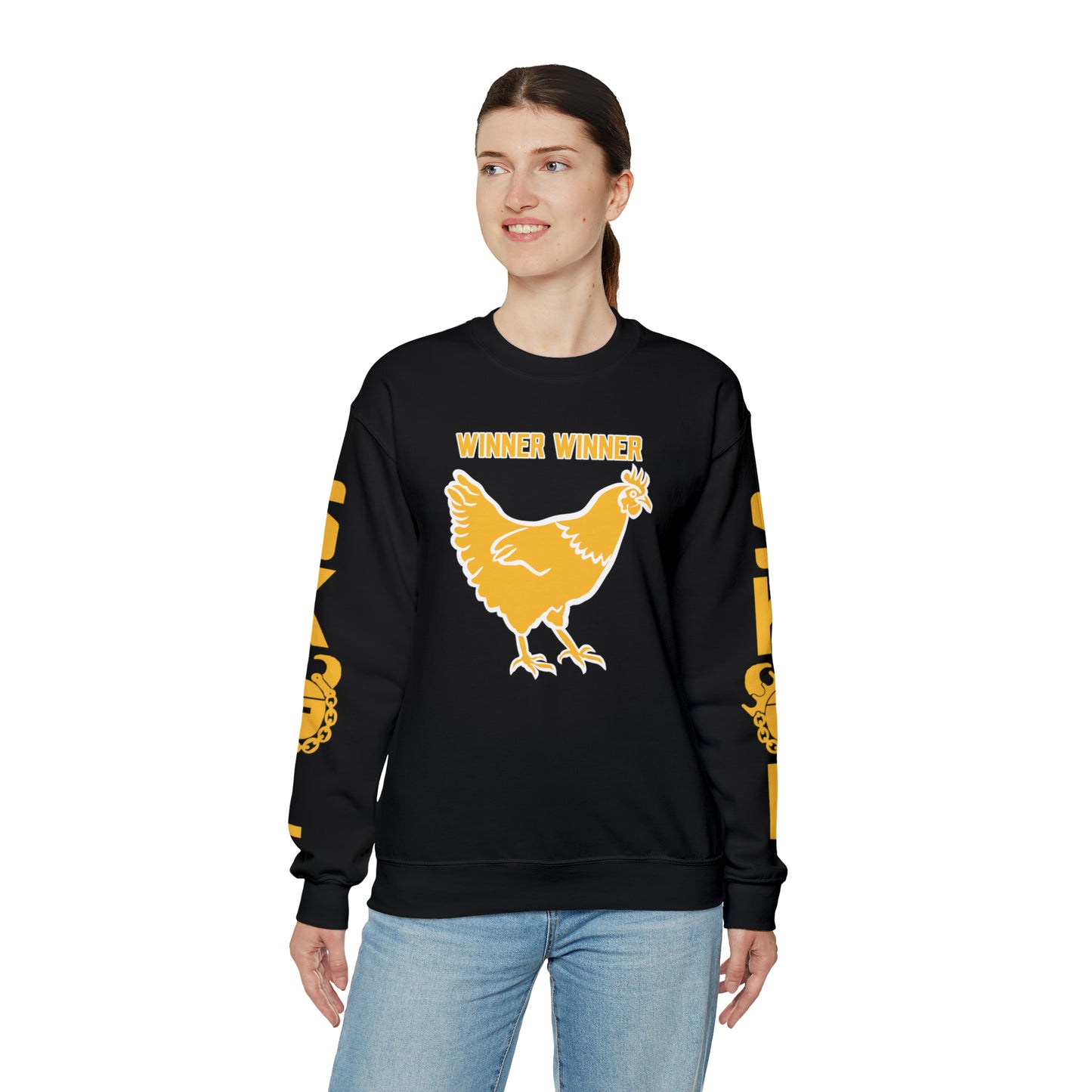Unisex Heavy Blend™ Crewneck - Winner Winner Chicken Dinner + The Original (Sleeves)