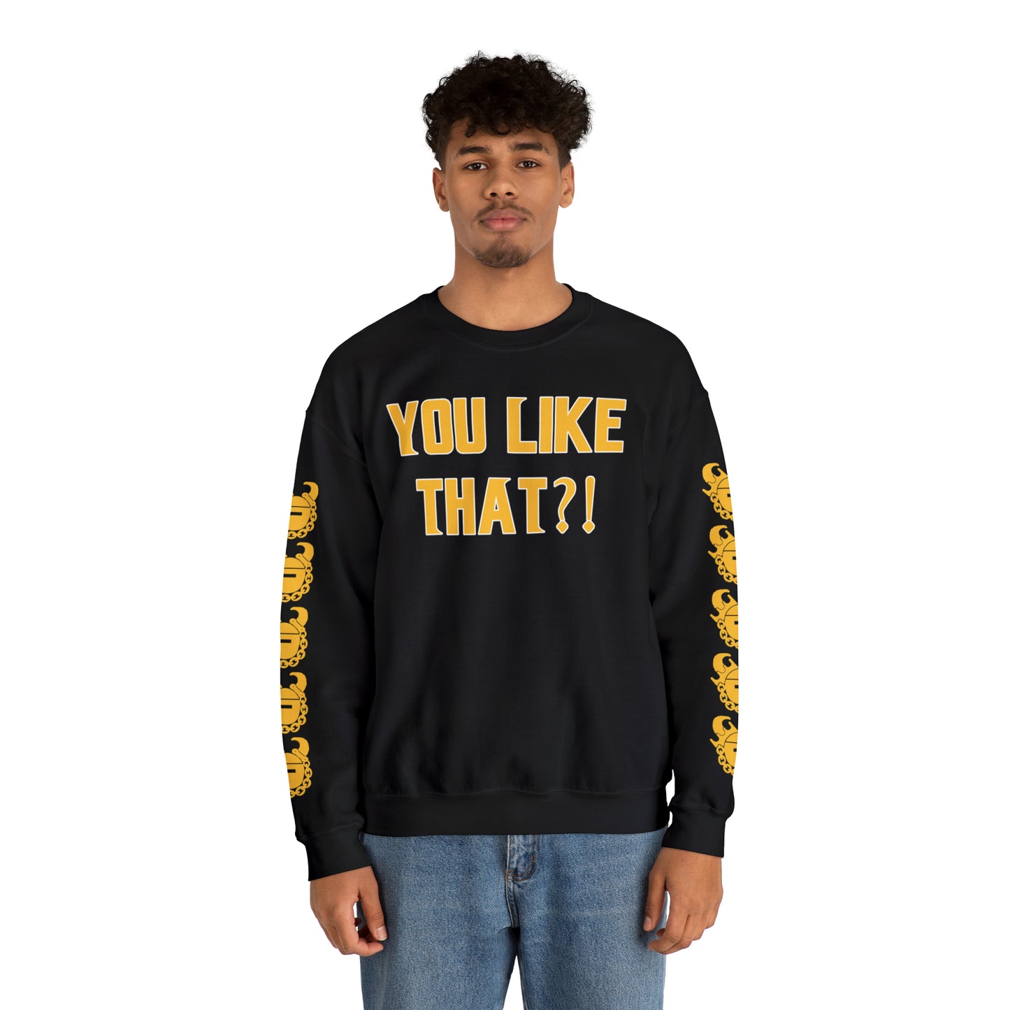 Unisex Heavy Blend™ Crewneck - YOU LIKE THAT?! + Game Day Helmet (Sleeves)