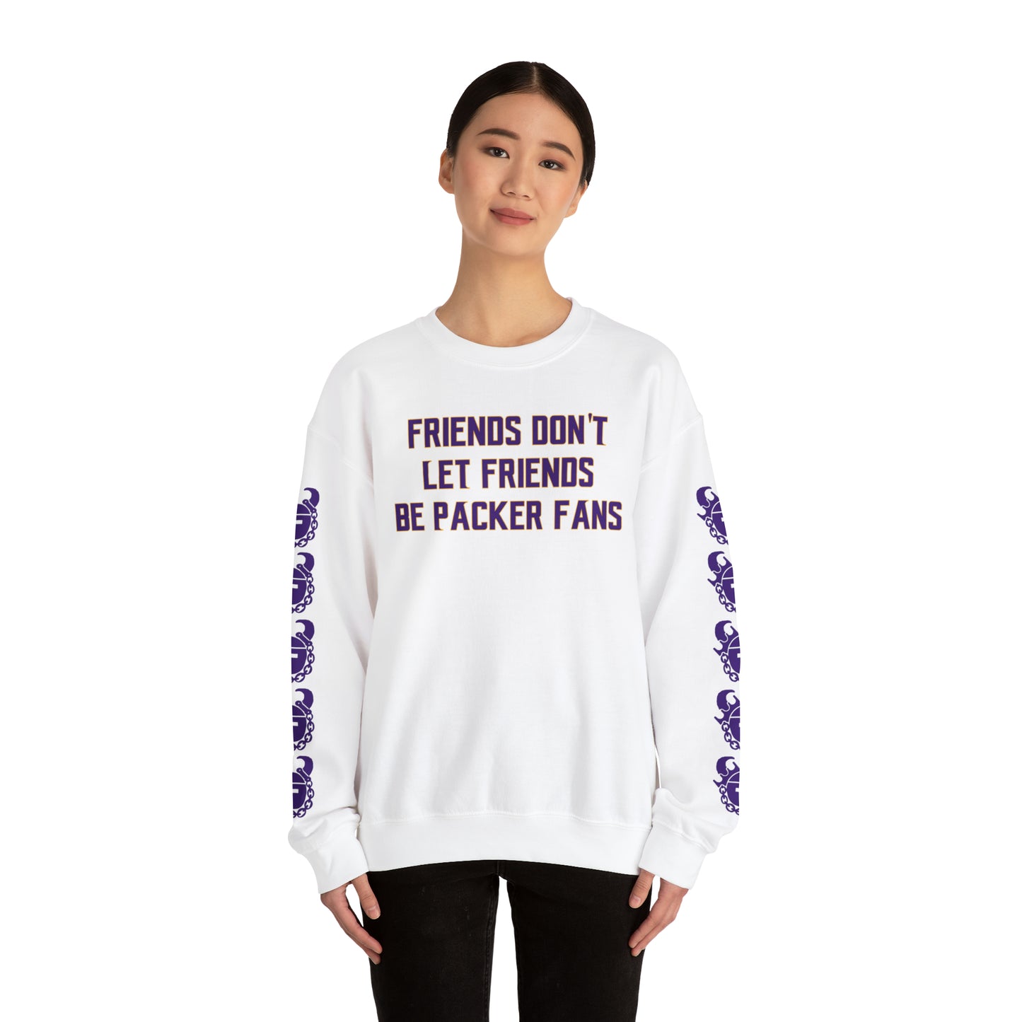 Unisex Heavy Blend™ Crewneck - Friends Don't Let Friends + Game Day Helmet (Sleeves)