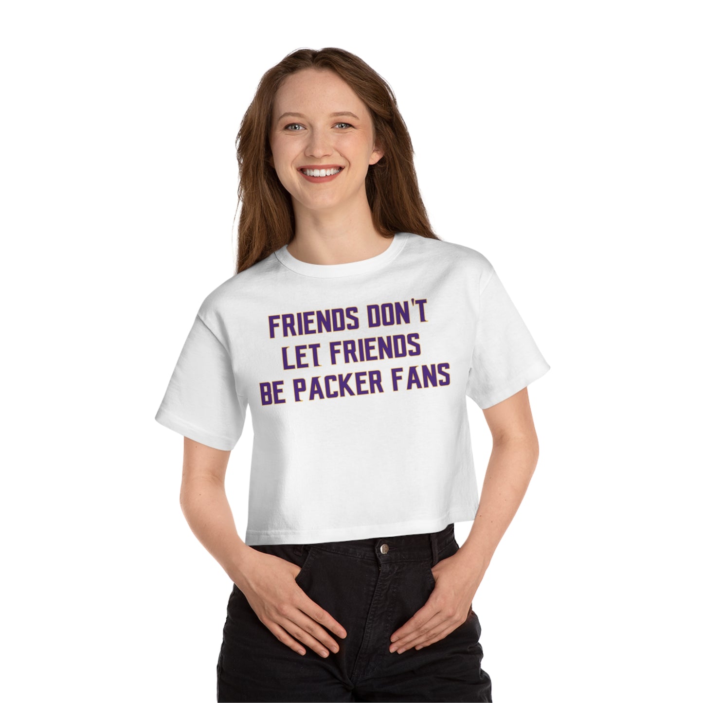 Women's Champion Heritage Cropped Top - Friends Don't Let Friends - Minnesota Football