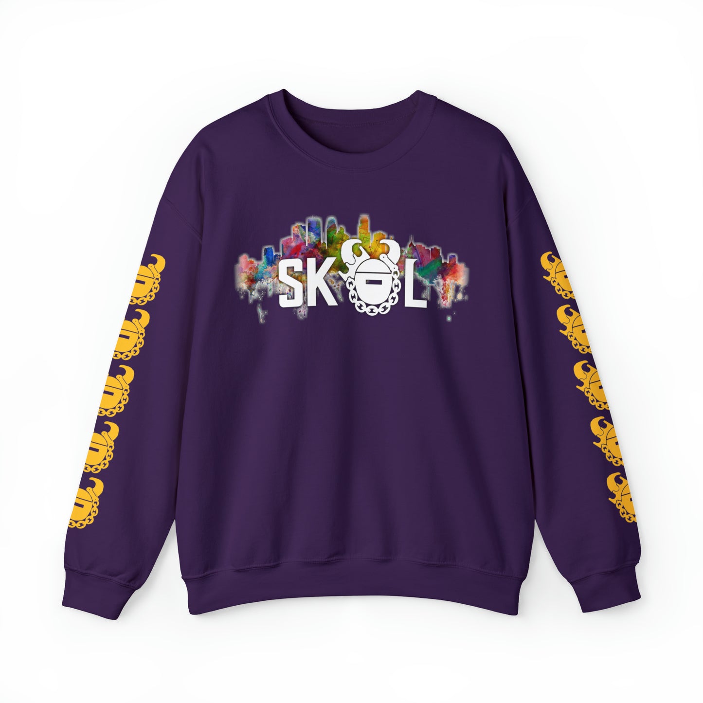 Unisex Heavy Blend™ Crewneck - Skyline + Game Day Helmet (Sleeves)
