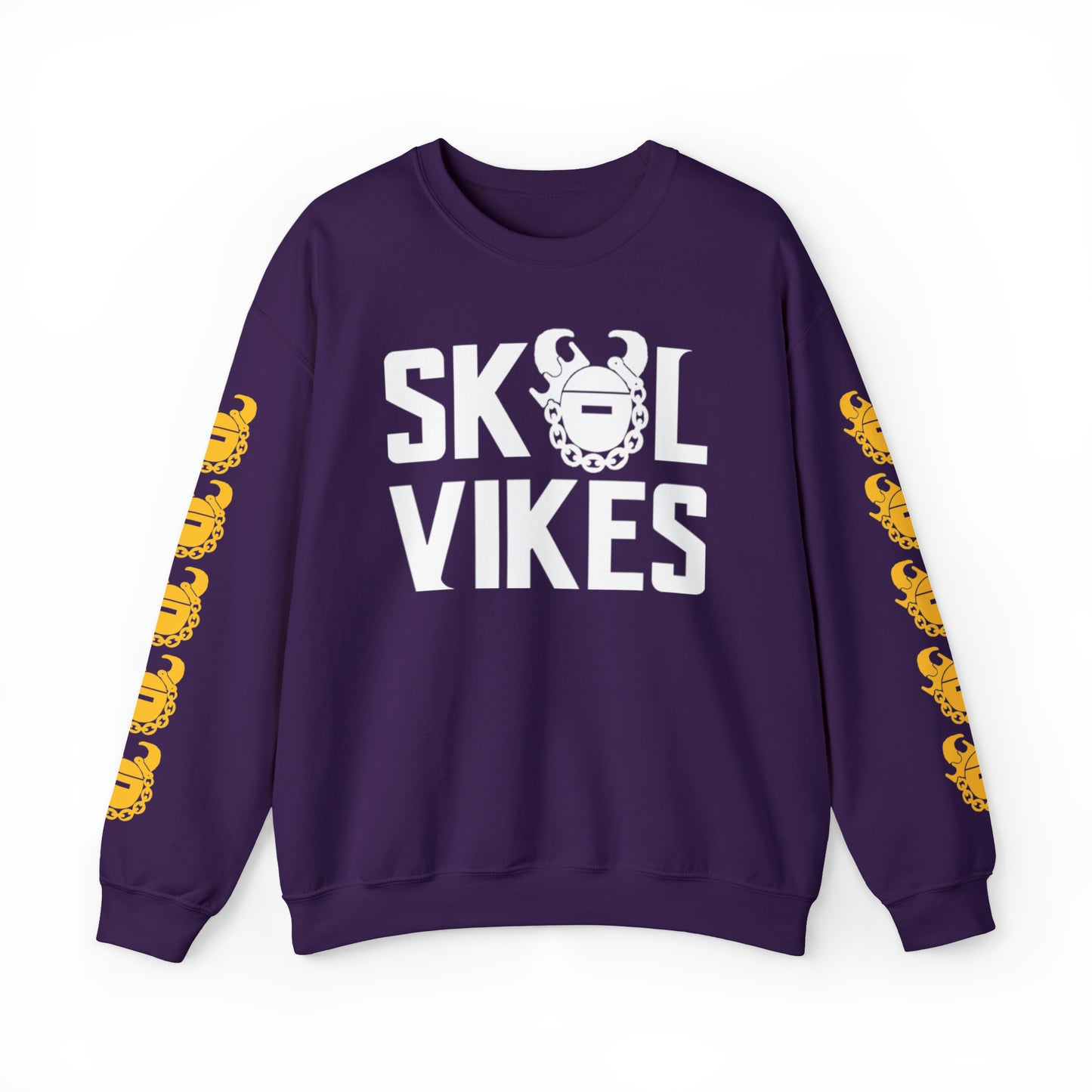 Unisex Heavy Blend™ Crewneck - Vikes + Game Day Helmet (Sleeves)
