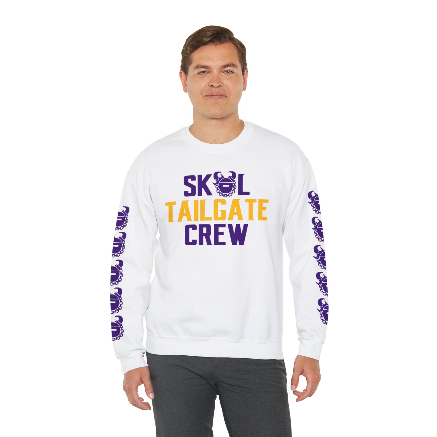 Unisex Heavy Blend™ Crewneck - Tailgate Crew + Game Day Helmet (Sleeves)