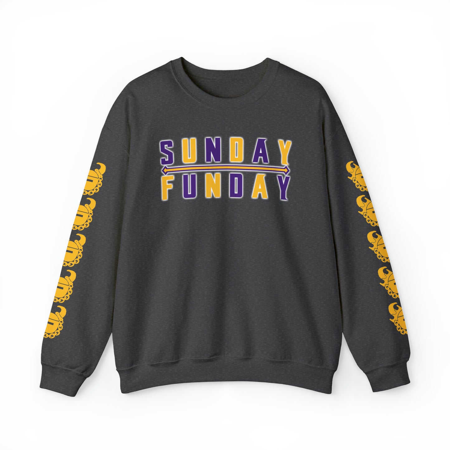 Unisex Heavy Blend™ Crewneck - Sunday FUNday + Game Day Helmet (Sleeves)