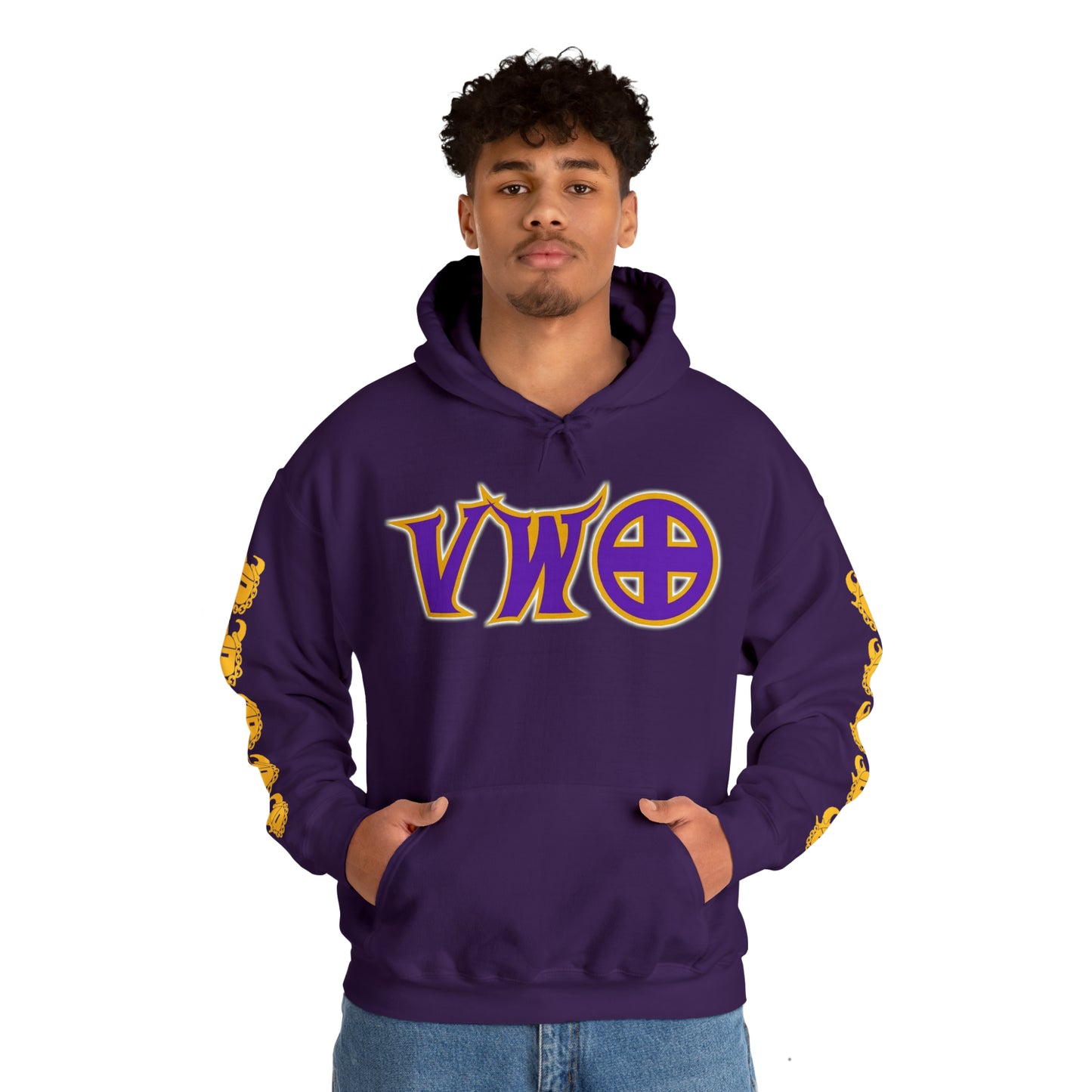 Unisex Heavy Blend™ Hooded Sweatshirt - V-W-O + Game Day Helmet (Sleeves)