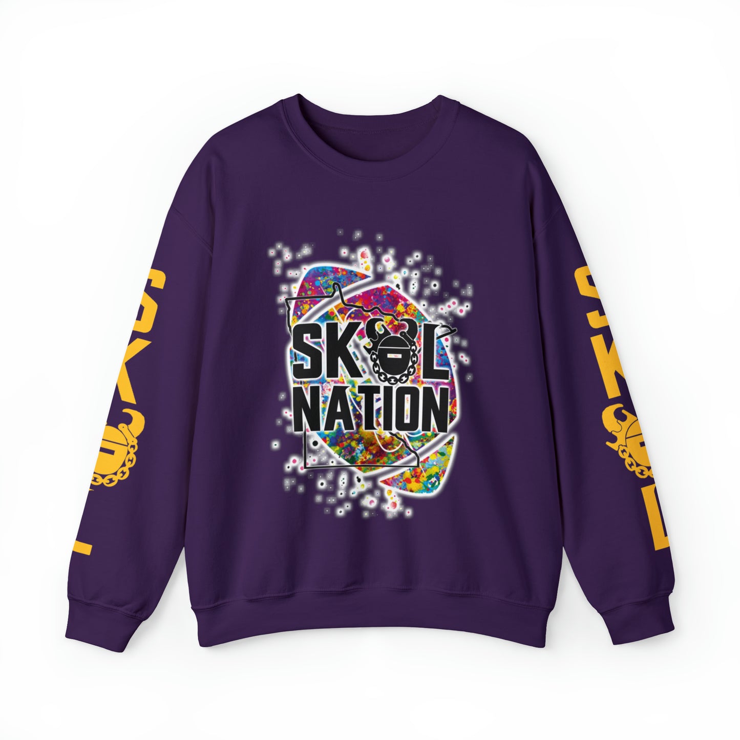 Unisex Heavy Blend™ Crewneck - MN Nation (Color Blast) + Game Day Helmet (Sleeves)