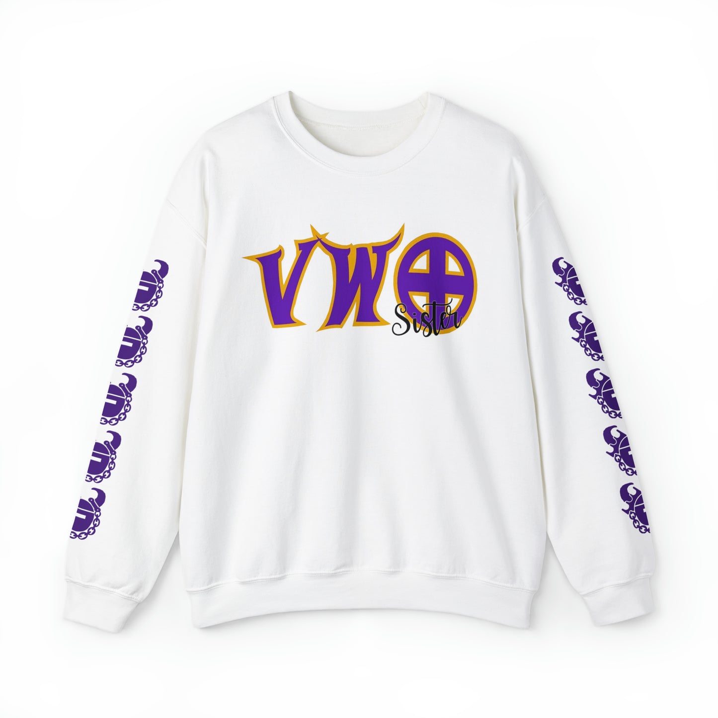 Unisex Heavy Blend™ Crewneck - VWO Sister + Game Day Helmet (Sleeves)