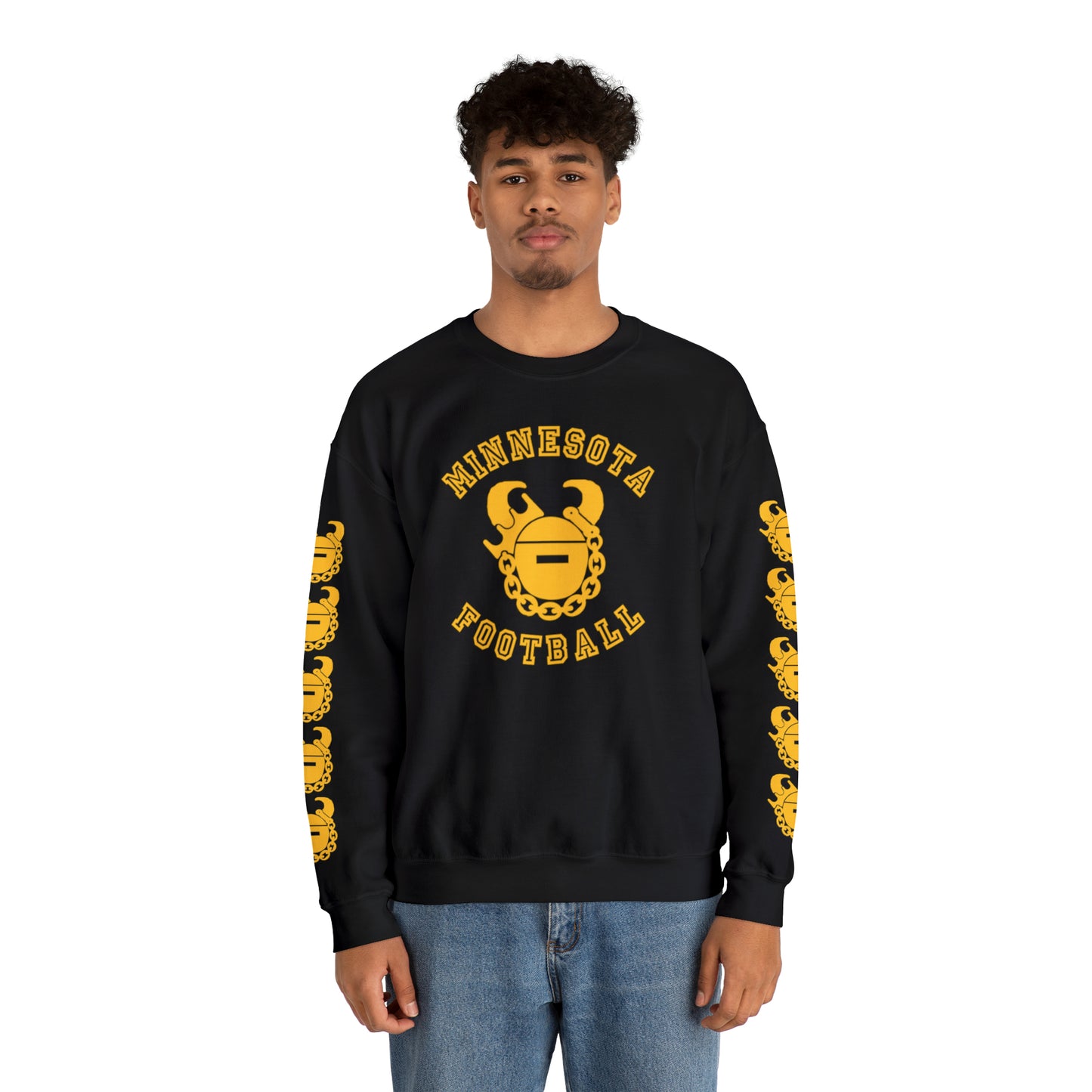Unisex Heavy Blend™ Crewneck - Minnesota Football + Game Day Helmet (Sleeves)