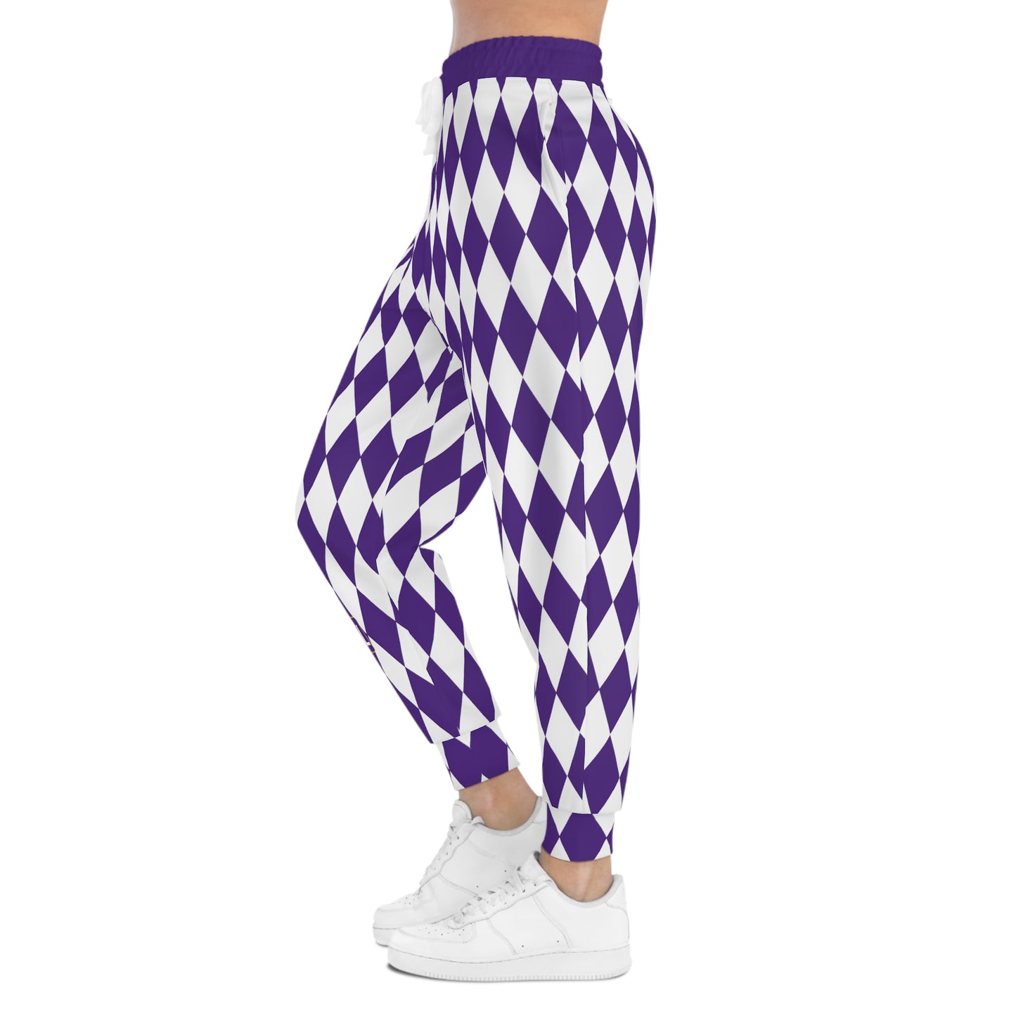 Unisex Athletic Joggers - Purple/White Diamonds