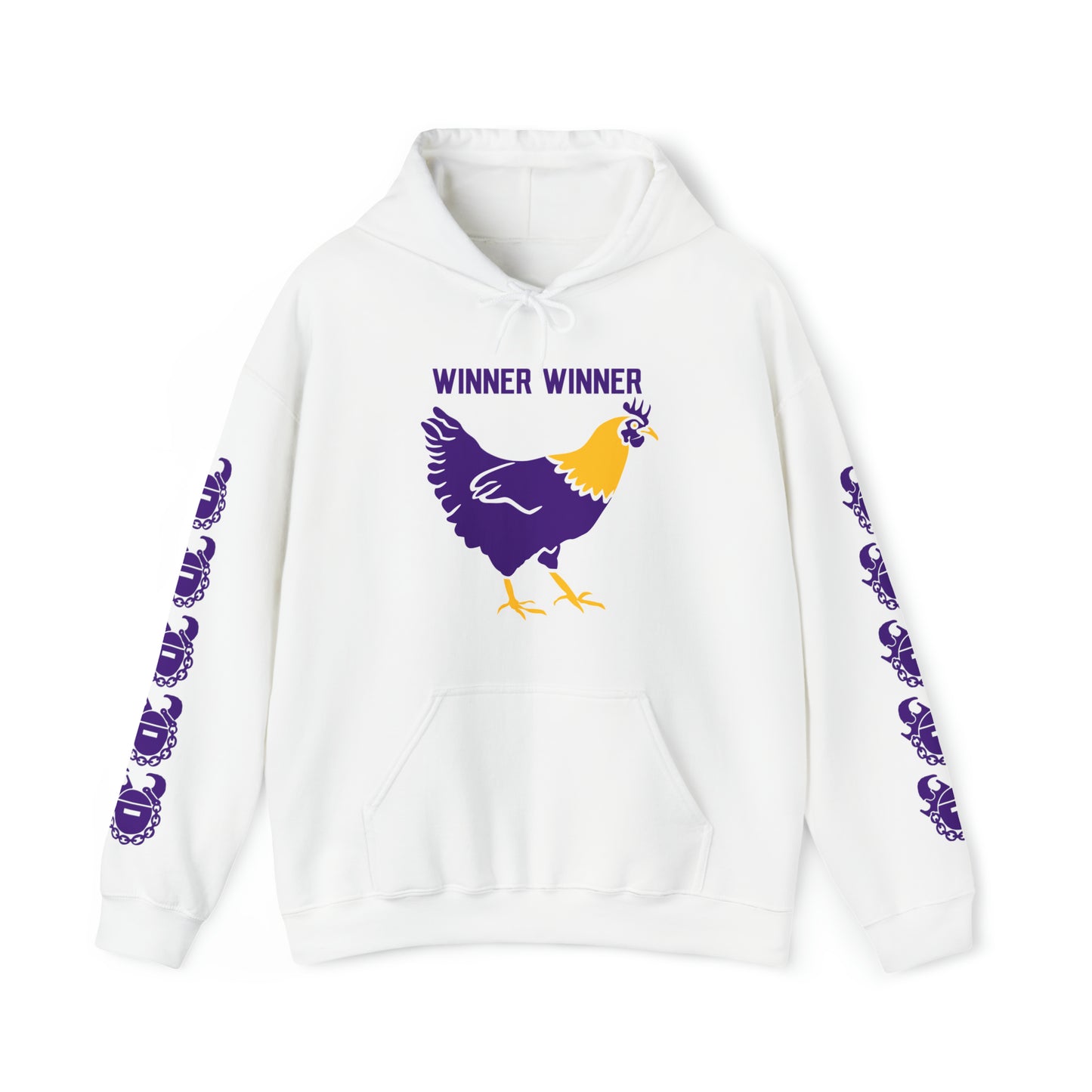 Unisex Heavy Blend™ Hooded Sweatshirt - Winner Winner Chicken Dinner + Game Day Helmet (Sleeves)