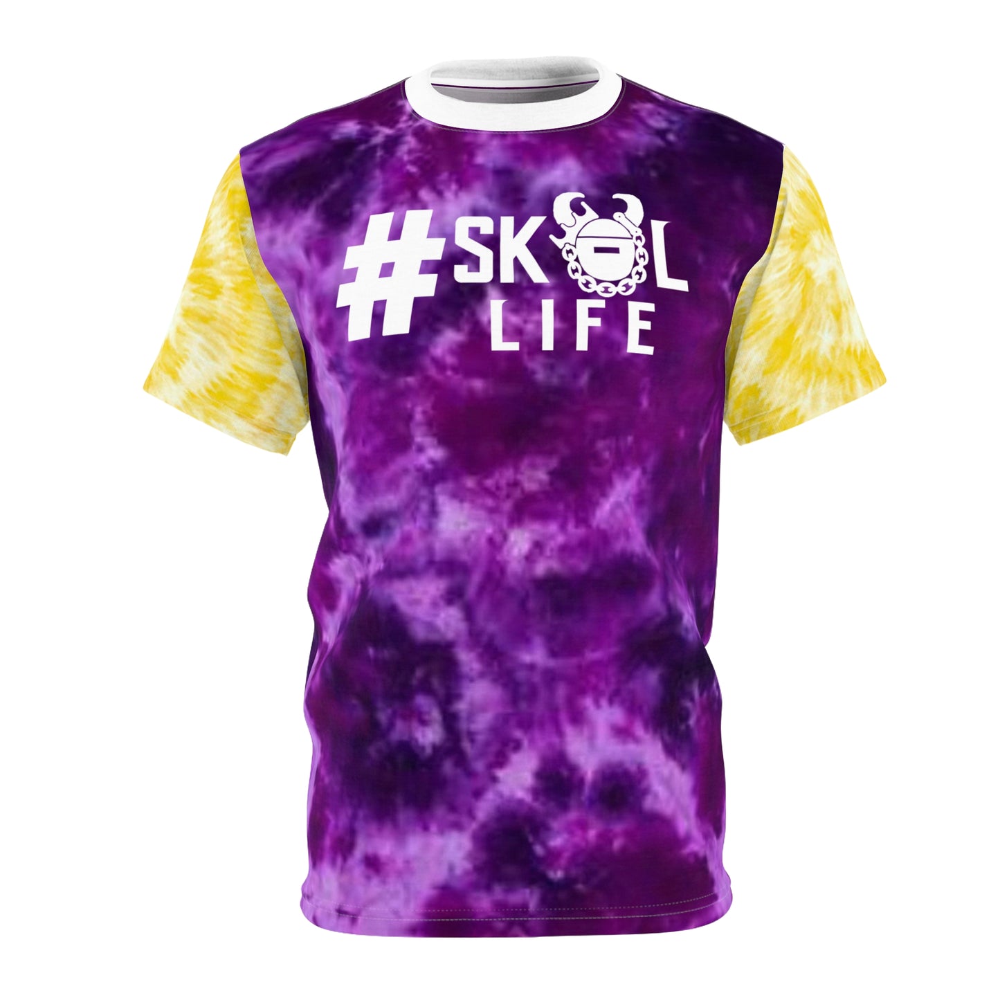 Unisex Cut & Sew Tee - Purple/Gold Tie-Dye - Hashtag - Life