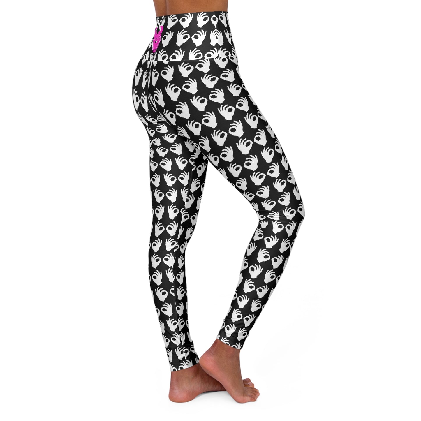 High Waisted Yoga Leggings - Black/White Griddy