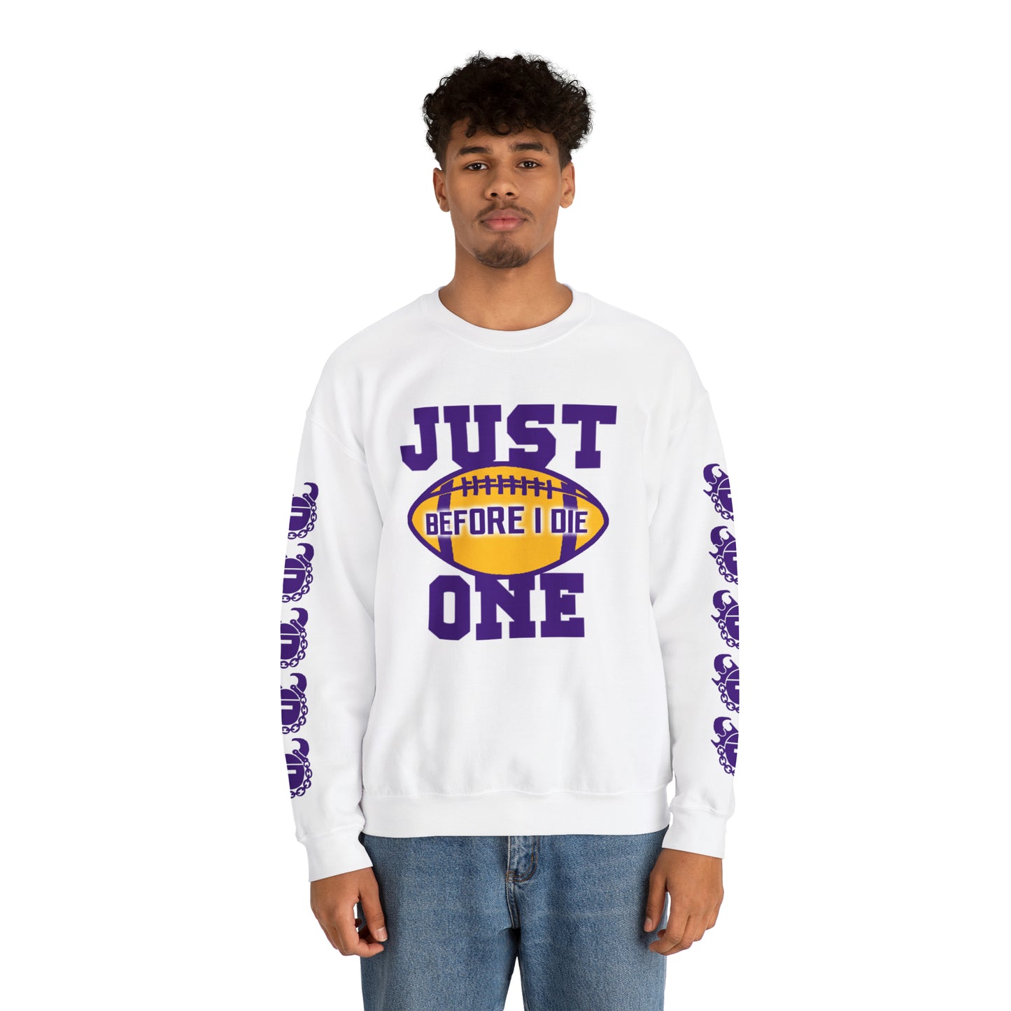 Unisex Heavy Blend™ Crewneck - Just ONE + Game Day Helmet (Sleeves)