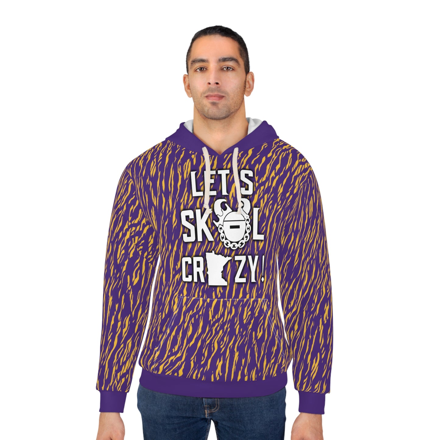 Unisex Pullover Hoodie - Zebra Print, Purple - Let's go Crazy!