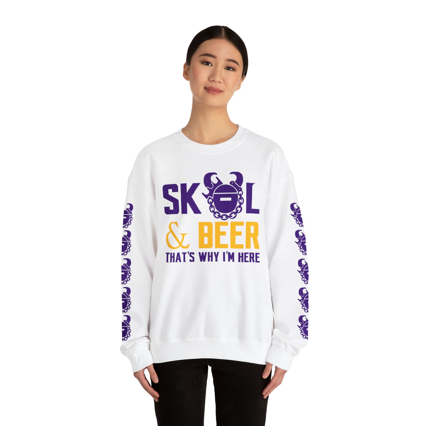 Unisex Heavy Blend™ Crewneck - & BEER + Game Day Helmet (Sleeves)