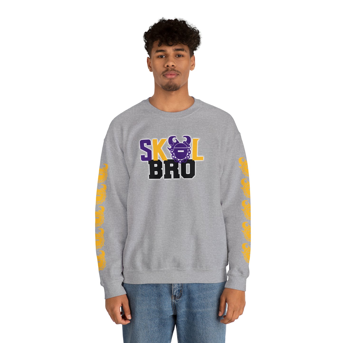 Unisex Heavy Blend™ Crewneck - BRO! + Game Day Helmet (Sleeves)