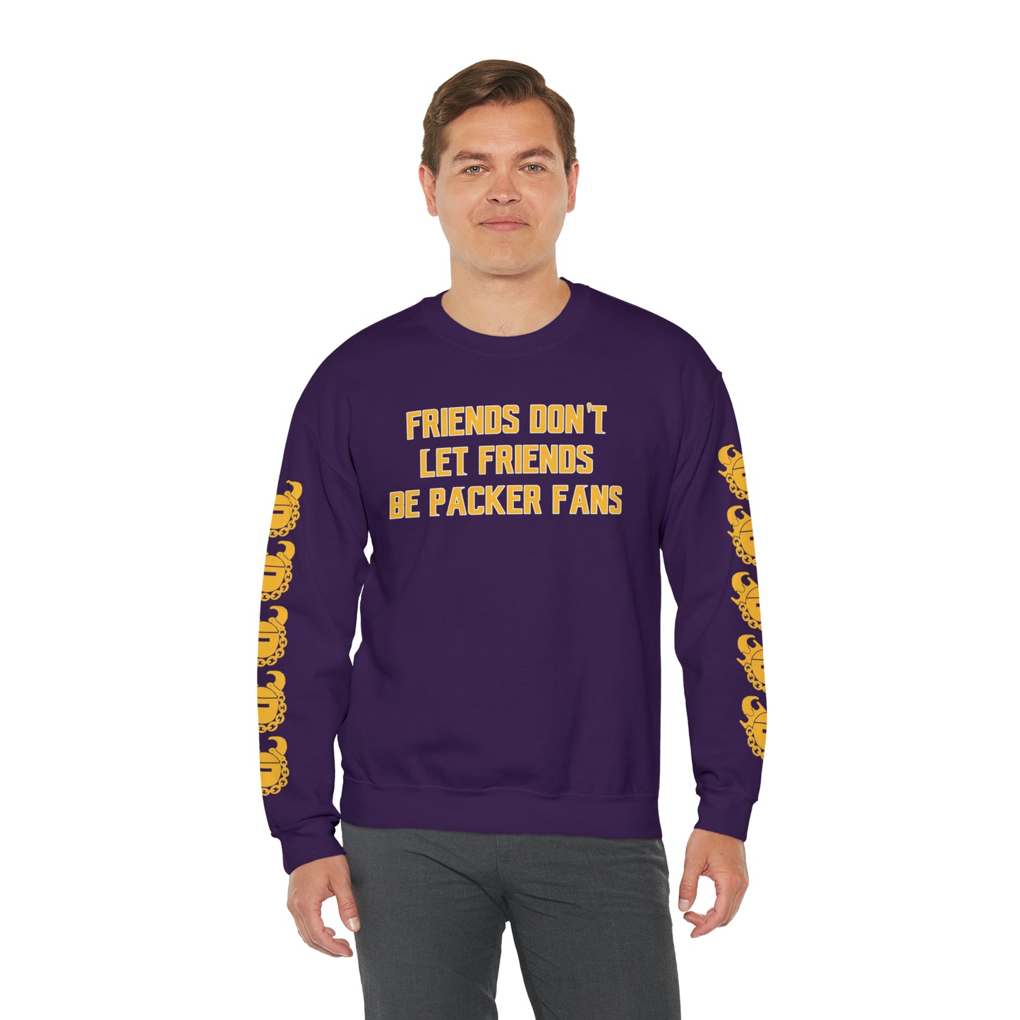 Unisex Heavy Blend™ Crewneck - Friends Don't Let Friends + Game Day Helmet (Sleeves)