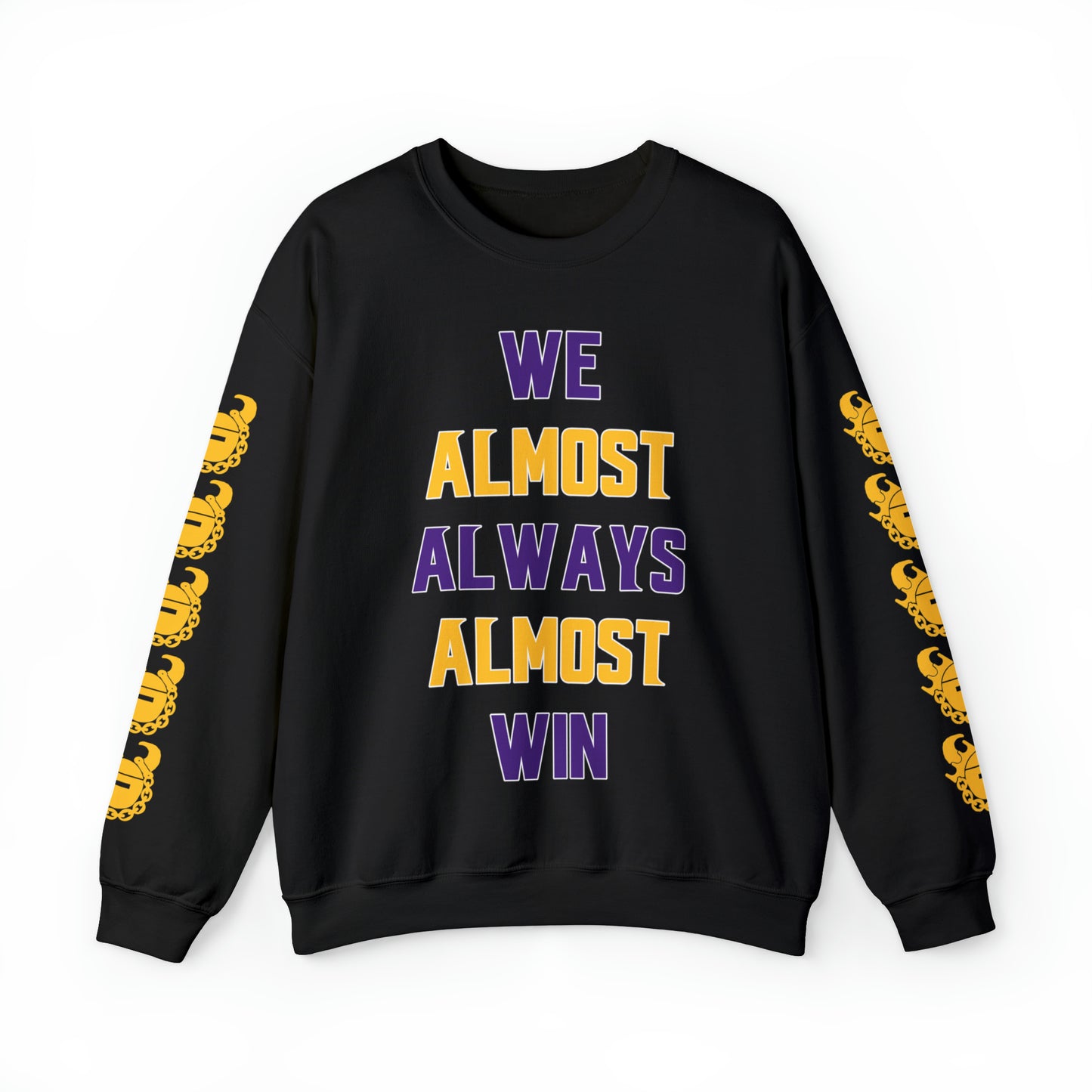 Unisex Heavy Blend™ Crewneck - ALMOST + Game Day Helmet (Sleeves)
