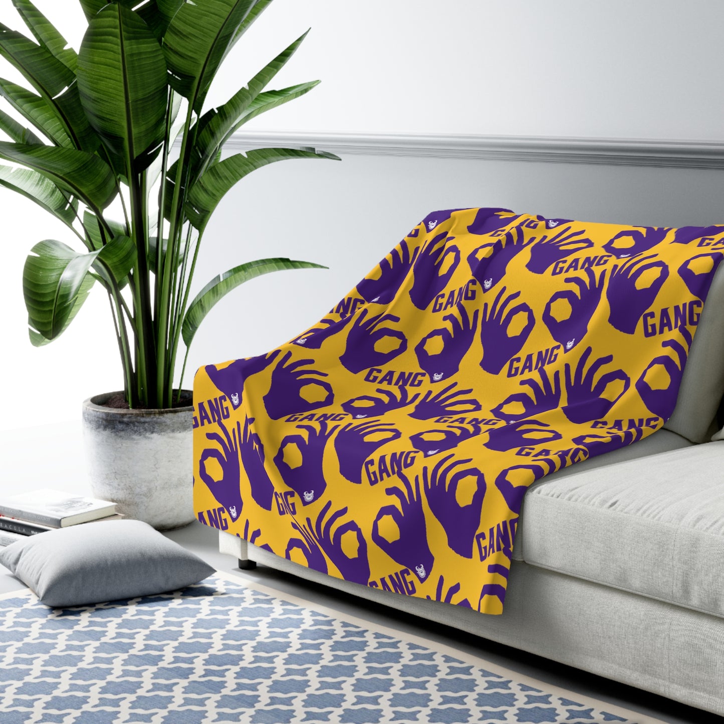 Sherpa Fleece Blanket - Gold/Purple - Griddy Gang