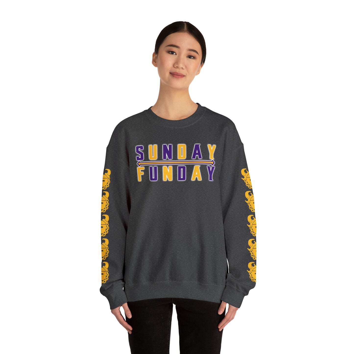Unisex Heavy Blend™ Crewneck - Sunday FUNday + Game Day Helmet (Sleeves)