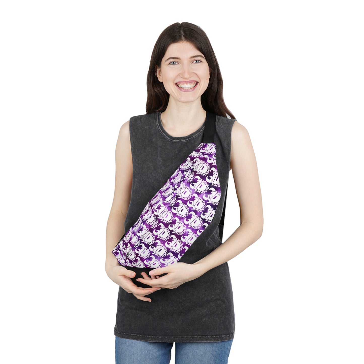Large Fanny Pack - Purple Tie-Dye/Helmets