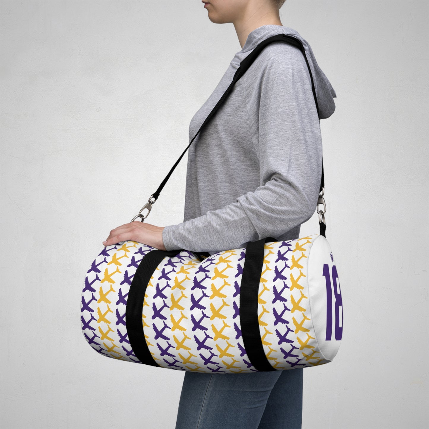 Duffel Bag - Jet Planes, White - Jersey #18