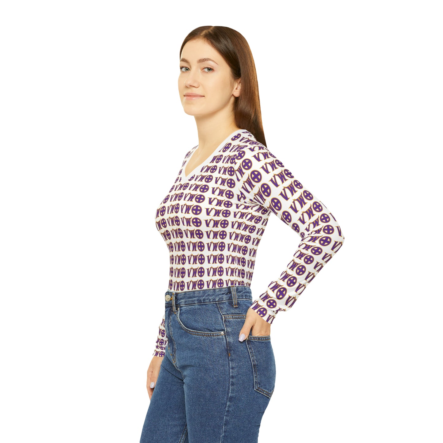 Women's Long Sleeve V-neck Shirt - V-W-O