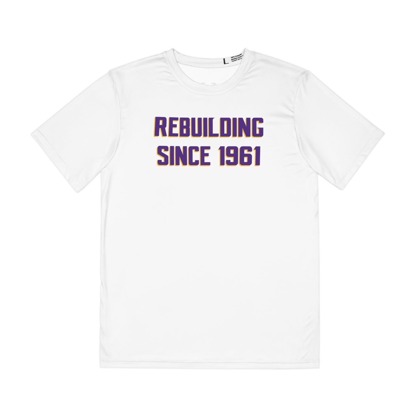 Men's Polyester Tee - White - Rebuilding Since 1961
