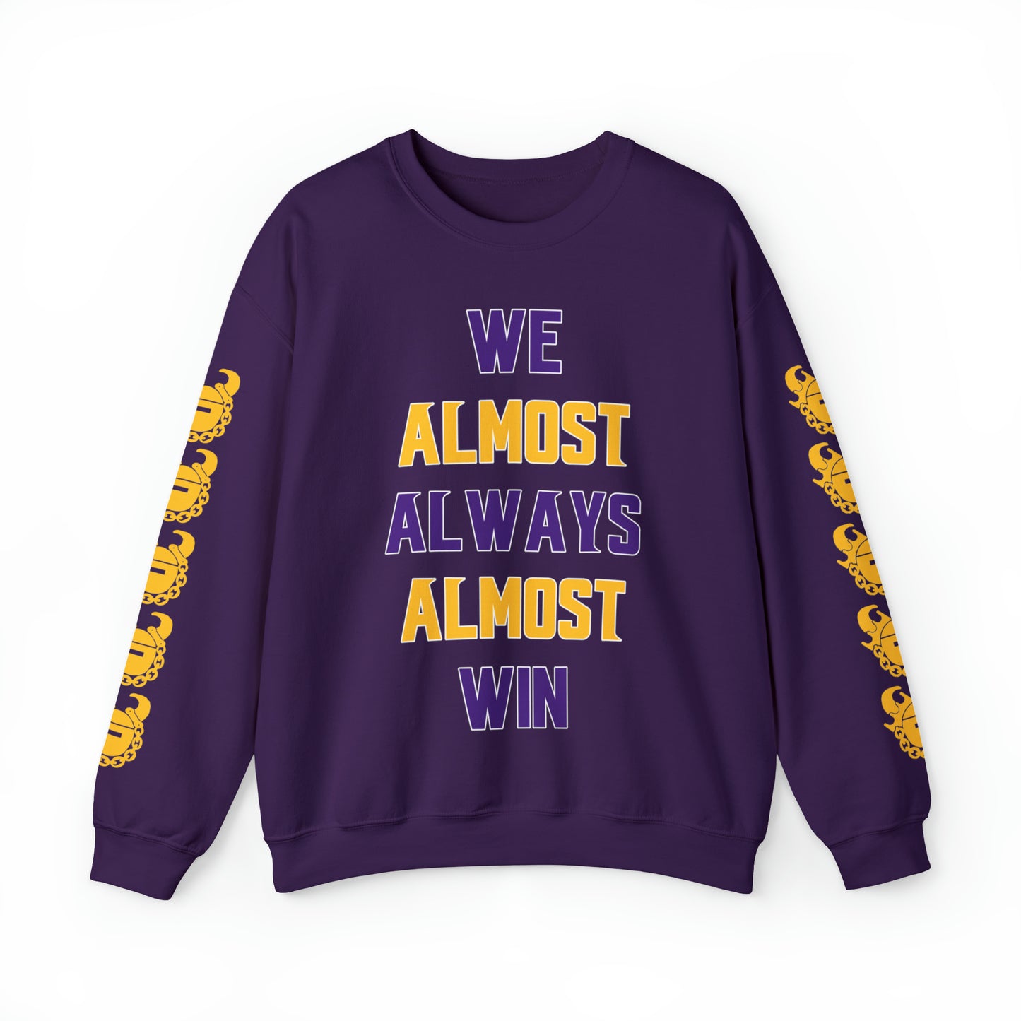 Unisex Heavy Blend™ Crewneck - ALMOST + Game Day Helmet (Sleeves)
