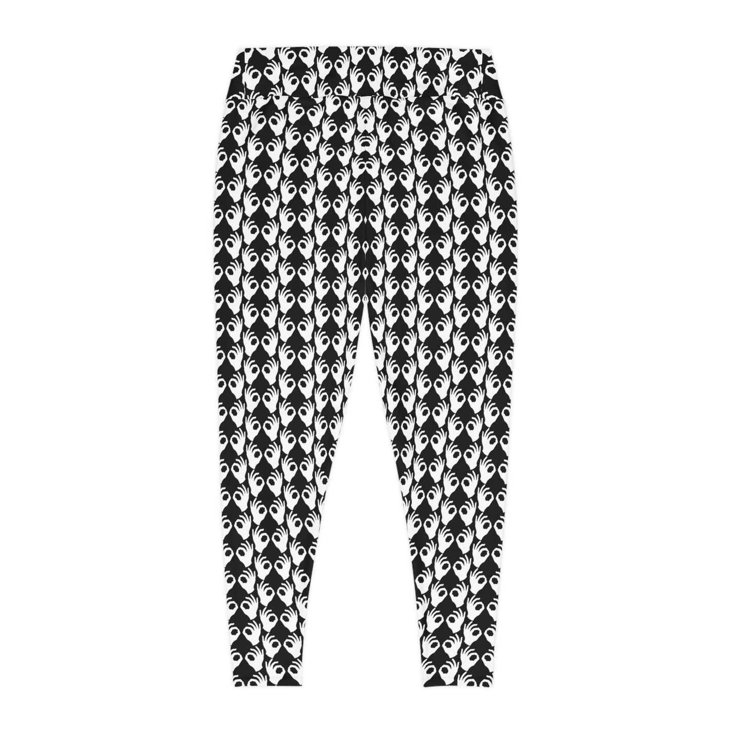 Plus Size Leggings - Black/White Griddy