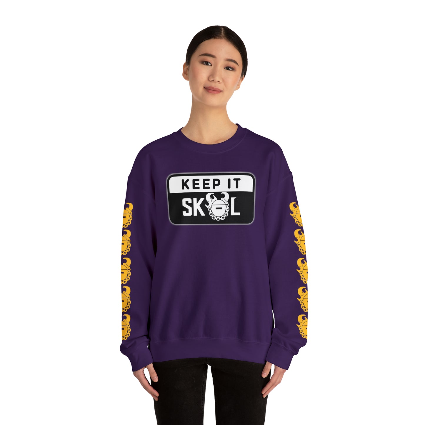 Unisex Heavy Blend™ Crewneck - Keep it Simple (Framed) + Game Day Helmet (Sleeves)