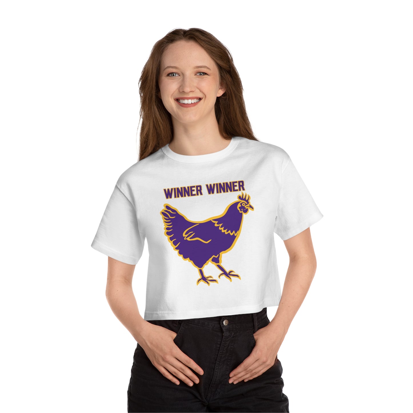 Women's Champion Heritage Cropped Top - Winner Winner Chicken Dinner