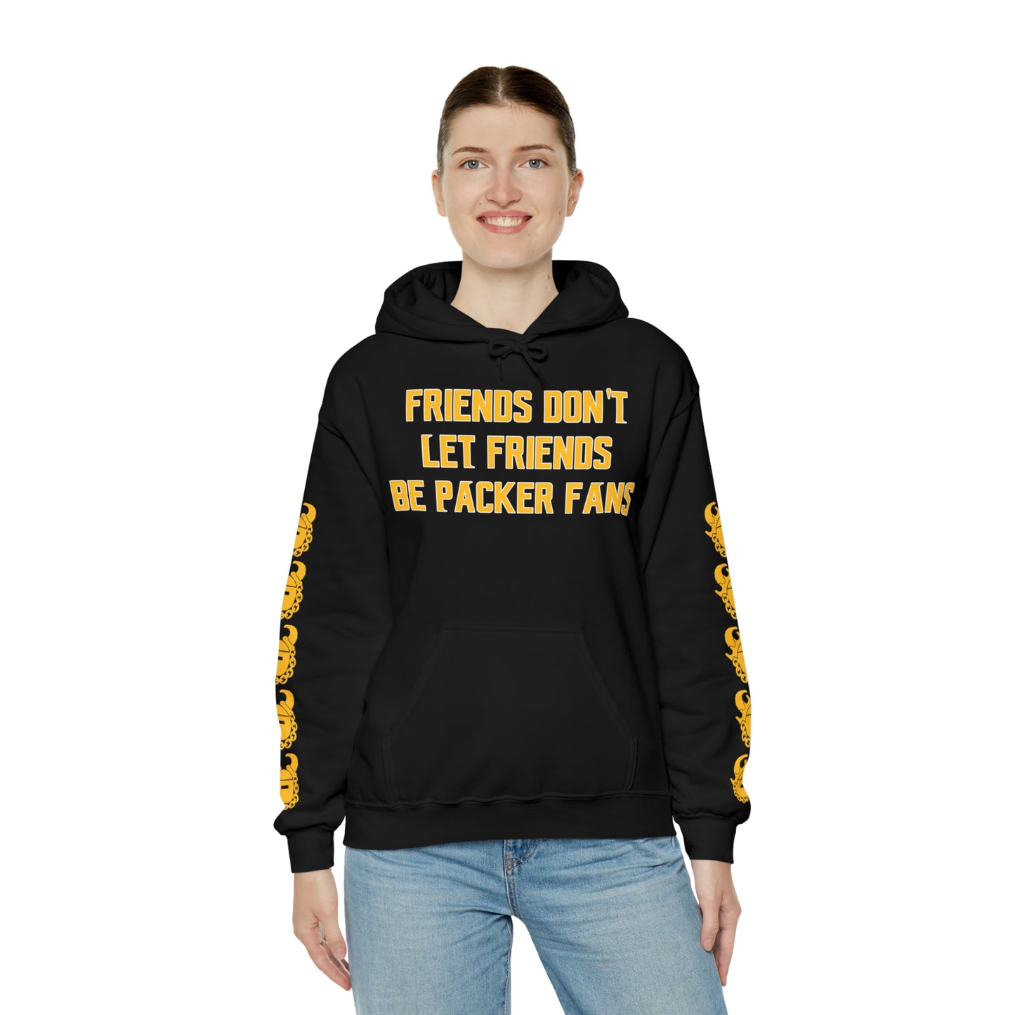 Unisex Heavy Blend™ Hooded Sweatshirt - Friends Don't Let Friends + Game Day Helmet (Sleeves)