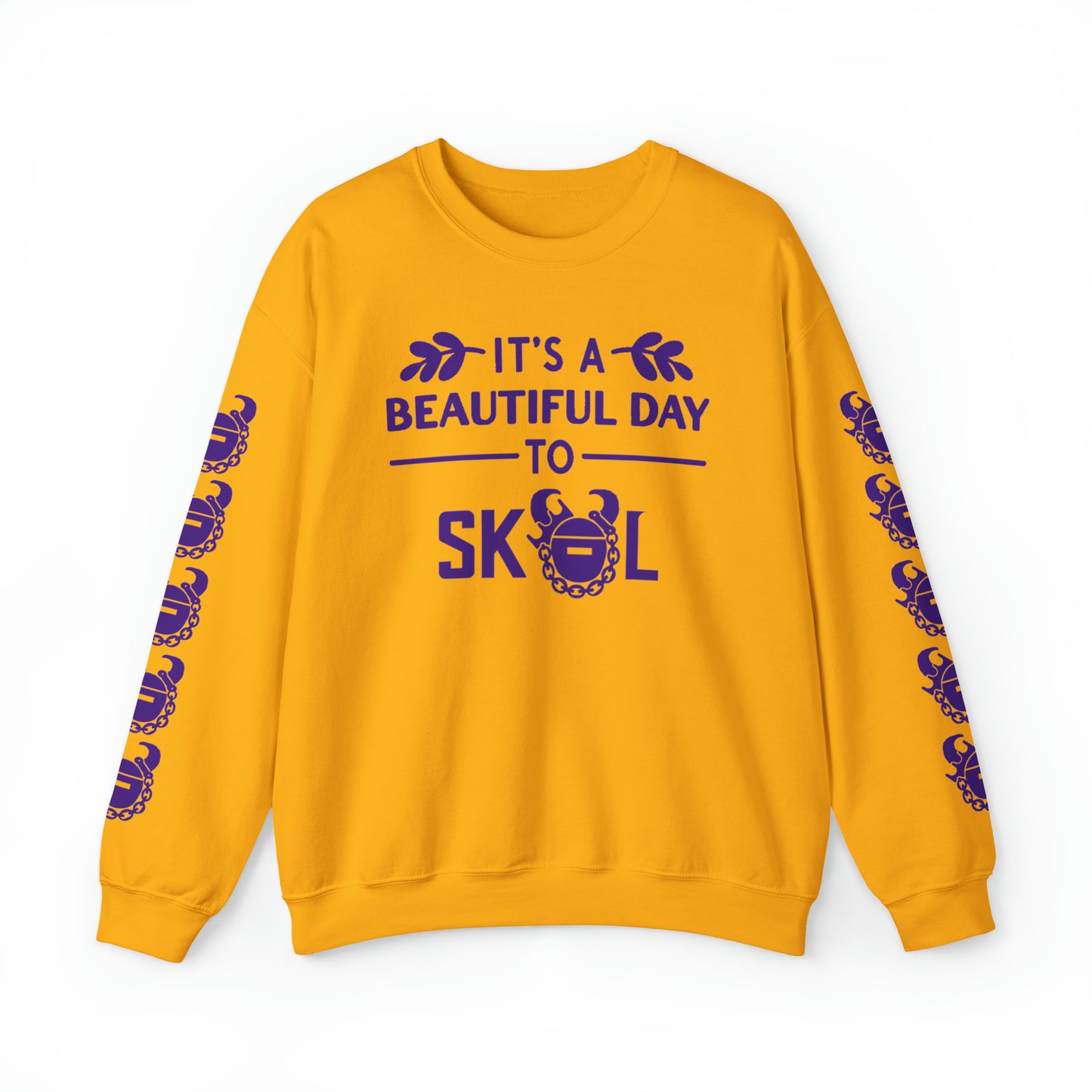 Unisex Heavy Blend™ Crewneck - It's a Beautiful Day! + Game Day Helmet (Sleeves)